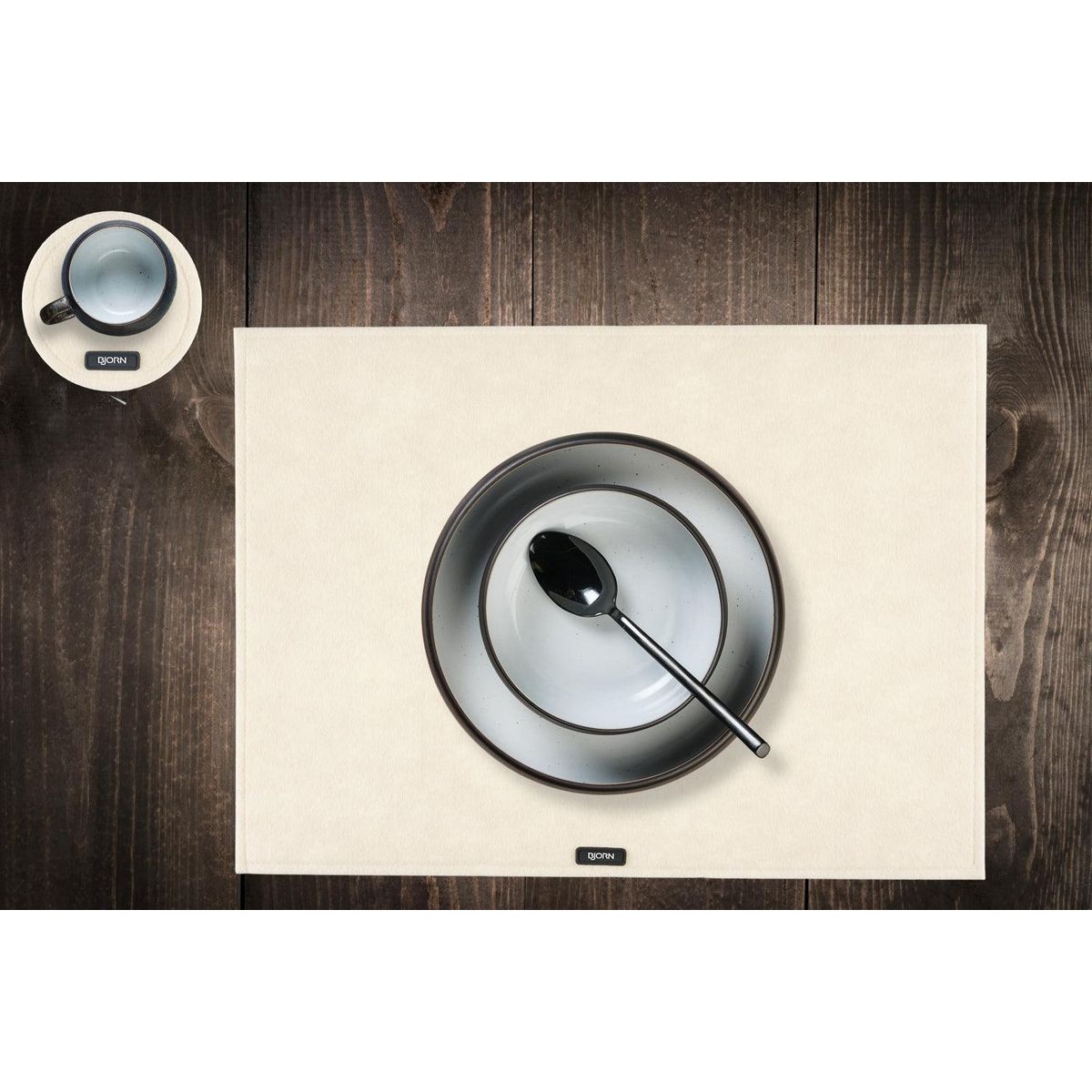 BJORN Set de table rectangulaire - 6 pièces - Feutre recyclé beige