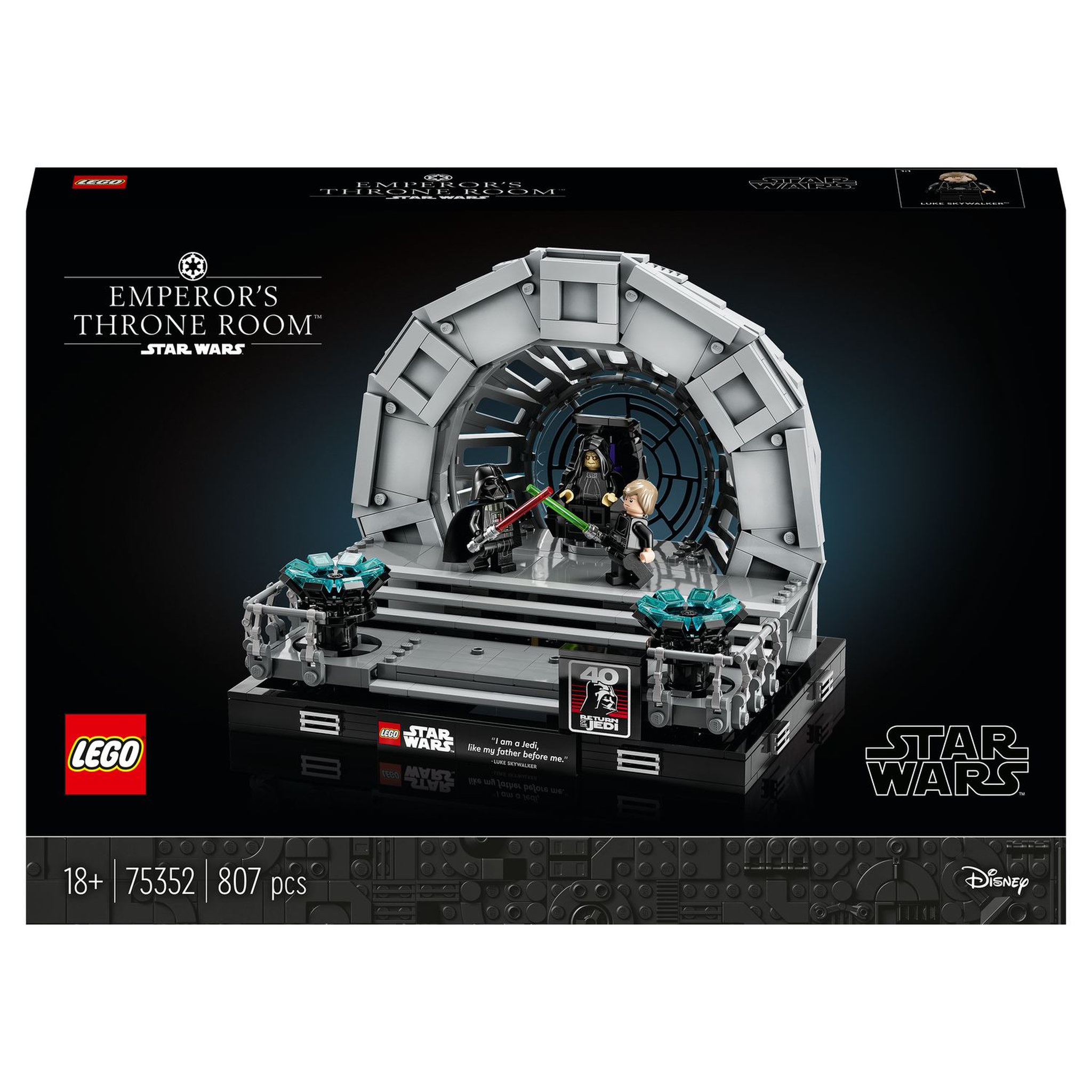 Voir la diapositive 1 : LEGO Star Wars 75352 Diorama de la Salle du Trône de l&rsquo;Empereur, Maquette avec Sabres Laser, Retour du Jedi 40e Anniversaire, avec Minifigurines Luke Skywalker et Dark Vador