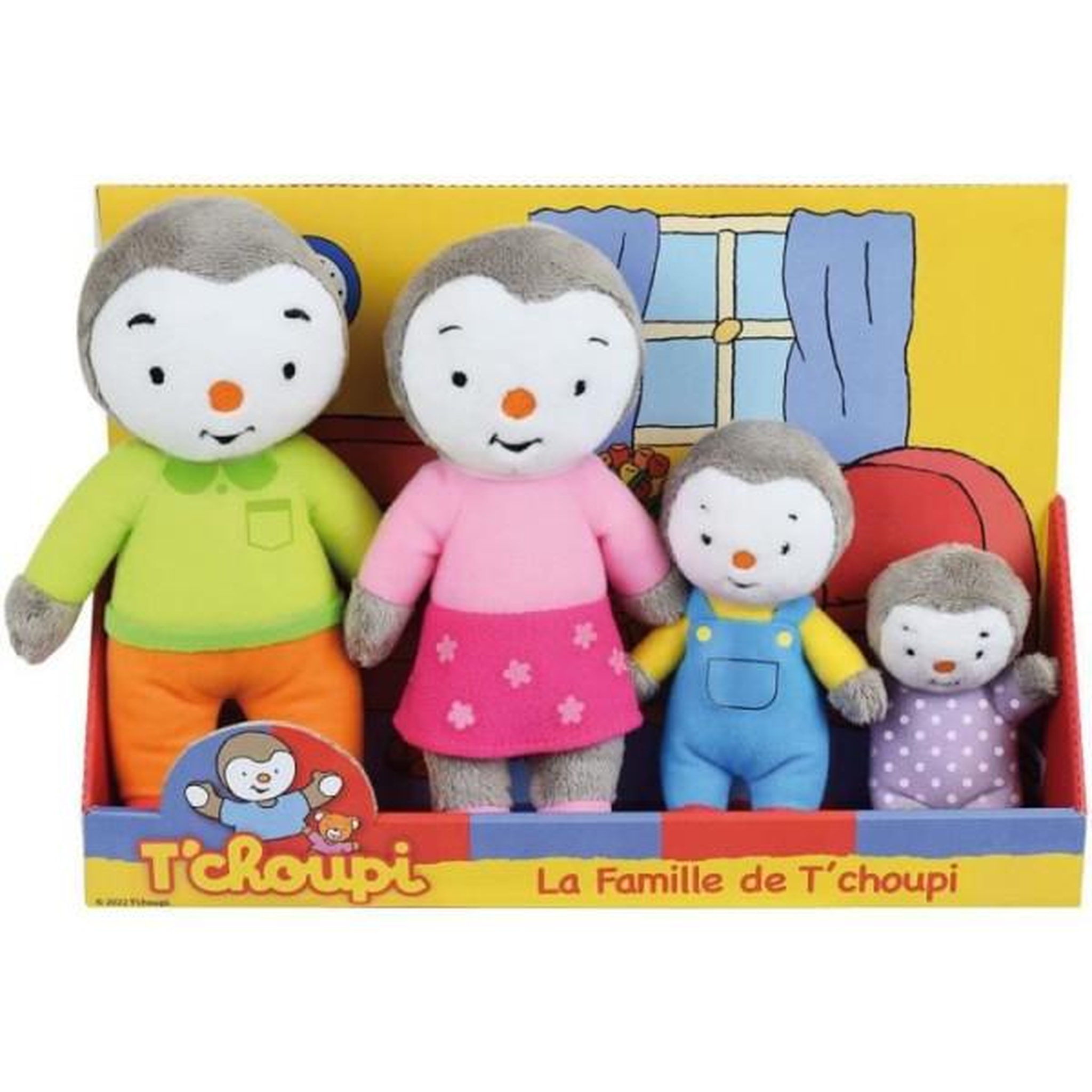 JEMINI Coffret famille 4 Peluches - T'Choupi - JEMINI - +/- 19 cm