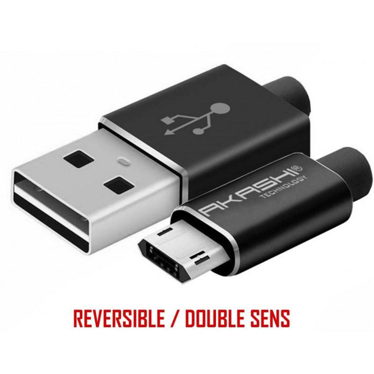 Akashi Câble micro USB AKASHI ALTMICROREVBK