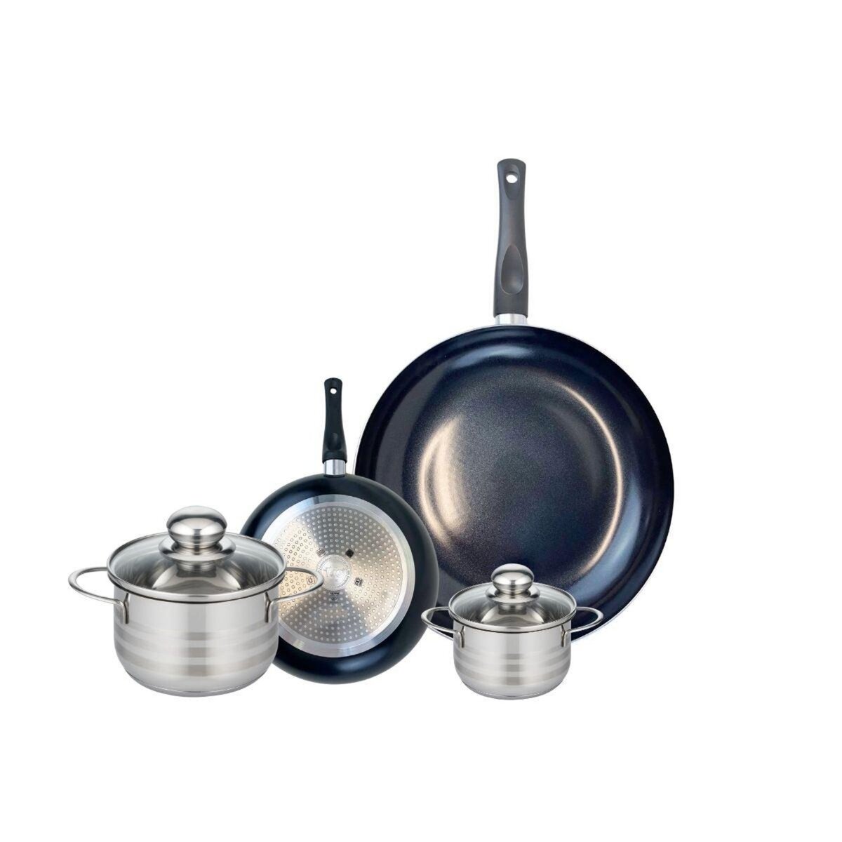 ELO Ensemble de 2 Poêles de cuisson 20 et 32 cm et 2 faitouts 12 et 16 cm Elo Prima Brillant