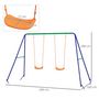 Voir la diapositive 3 : OUTSUNNY Balançoire 2 agrès portique avec 2 balançoires dim. 2,69L x 1,6l x 1,8H m métal époxy anticorrosion vert bleu PP orange