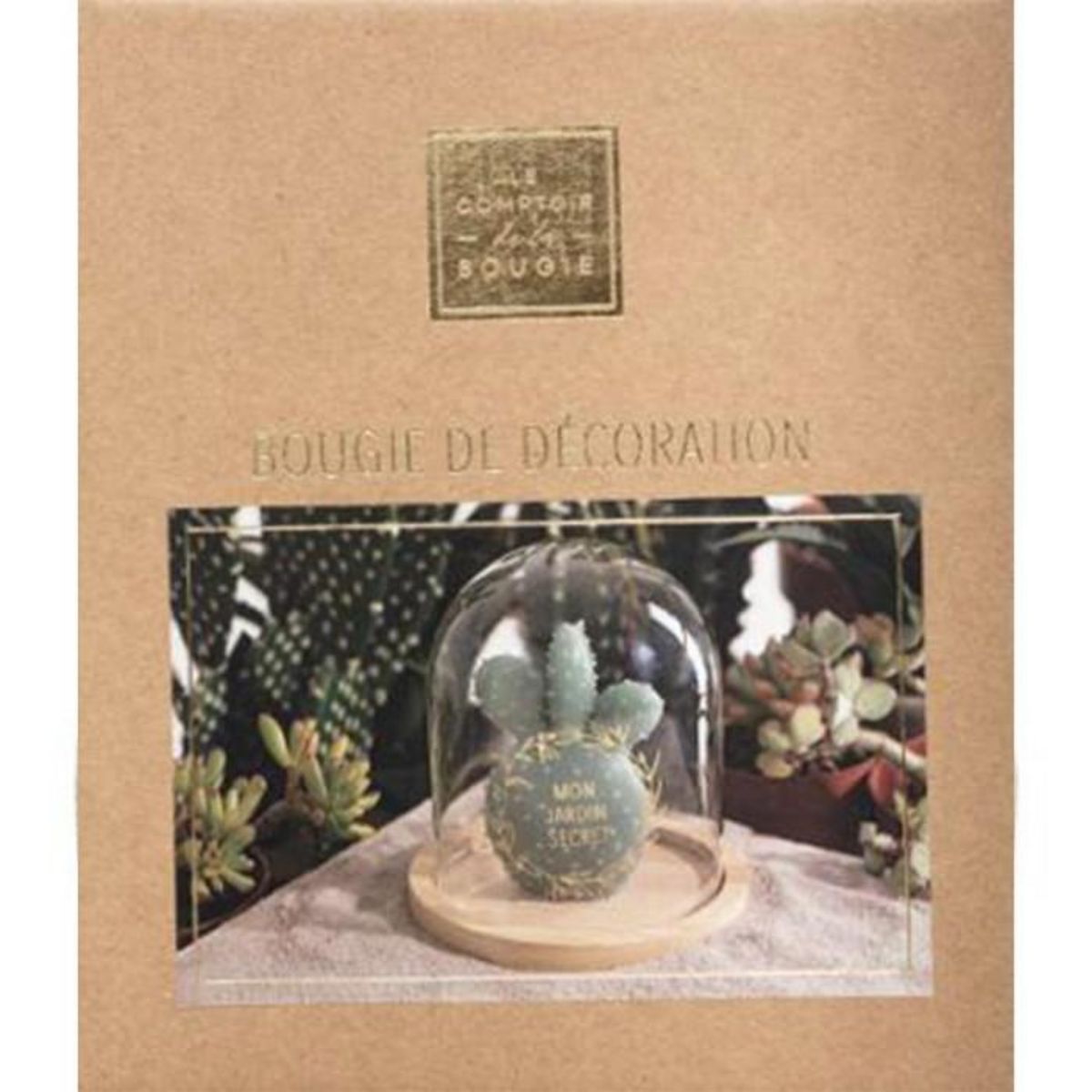 COMPTOIR DE LA BOUGIE Bougie avec Cloche en Verre  Jardin  145g Vert