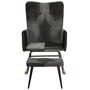 Voir la diapositive 2 : VIDAXL Chaise a bascule et repose-pieds Marron Noir veritable et toile