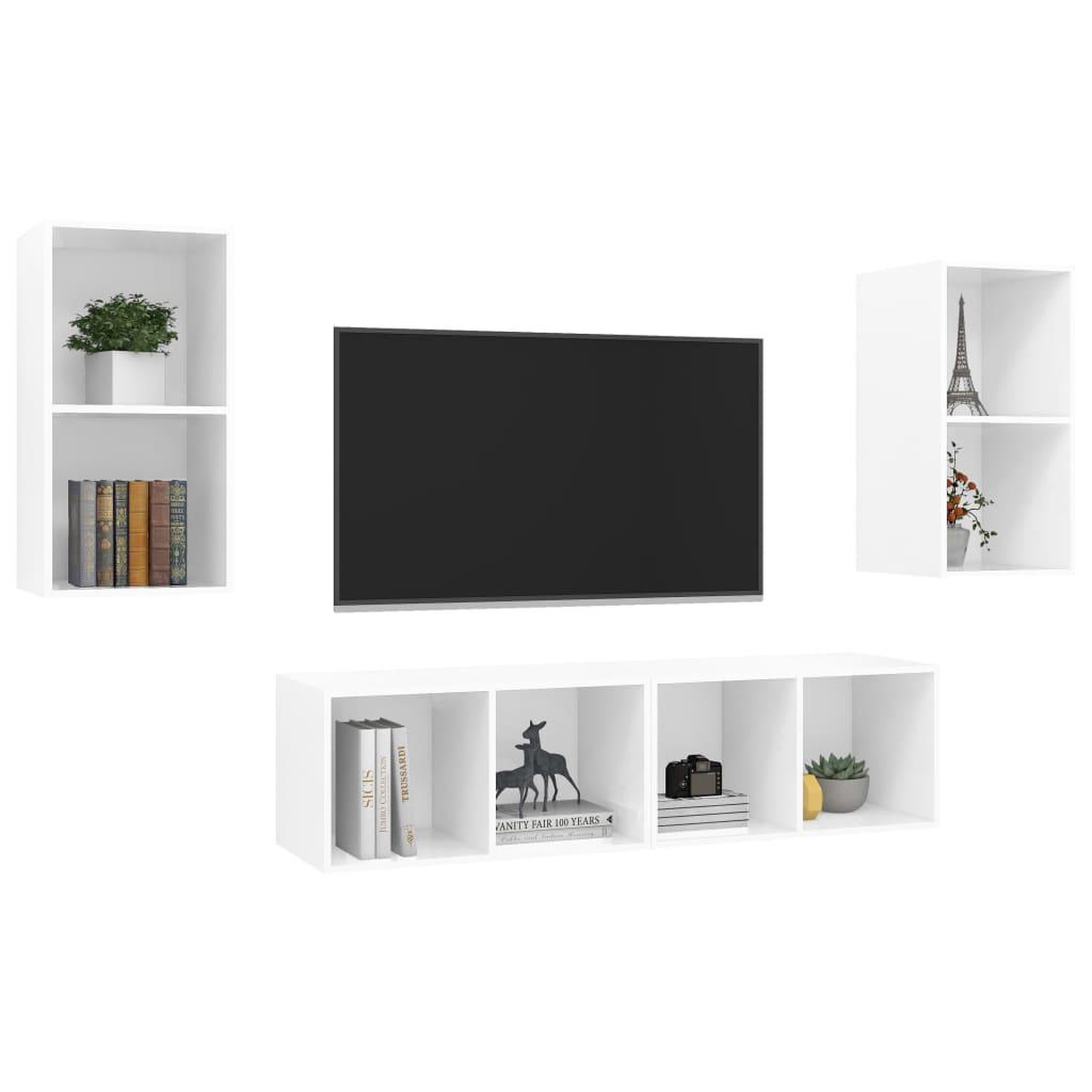 Voir la diapositive 3 : VIDAXL Meubles TV muraux 4 pcs Blanc brillant Bois d'ingenierie