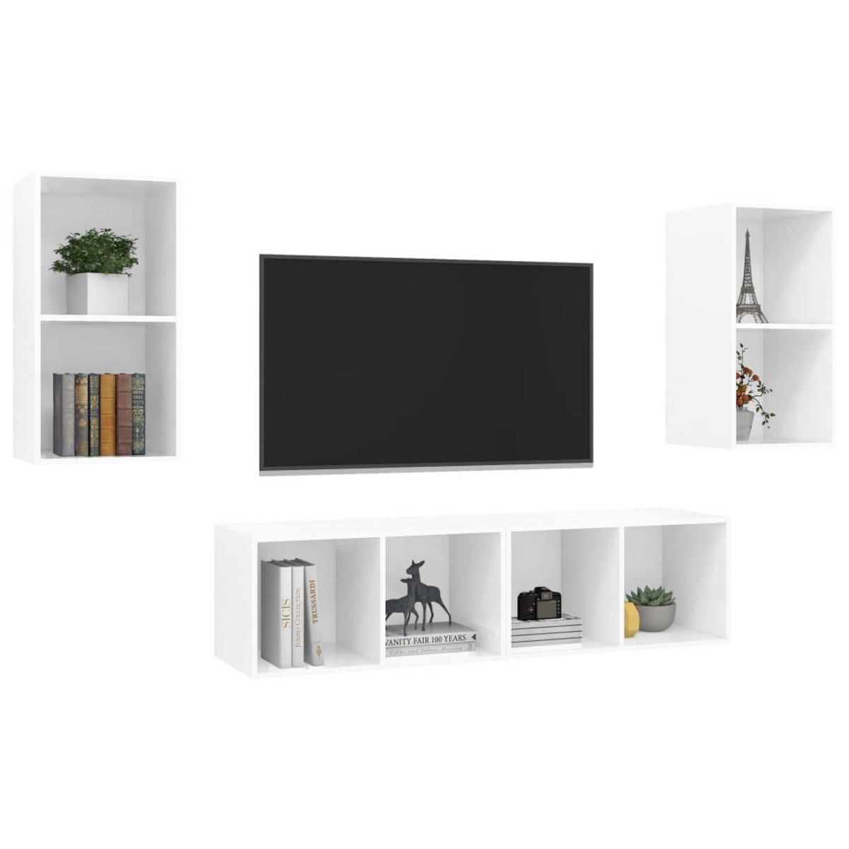 VIDAXL Meubles TV muraux 4 pcs Blanc brillant Bois d'ingenierie