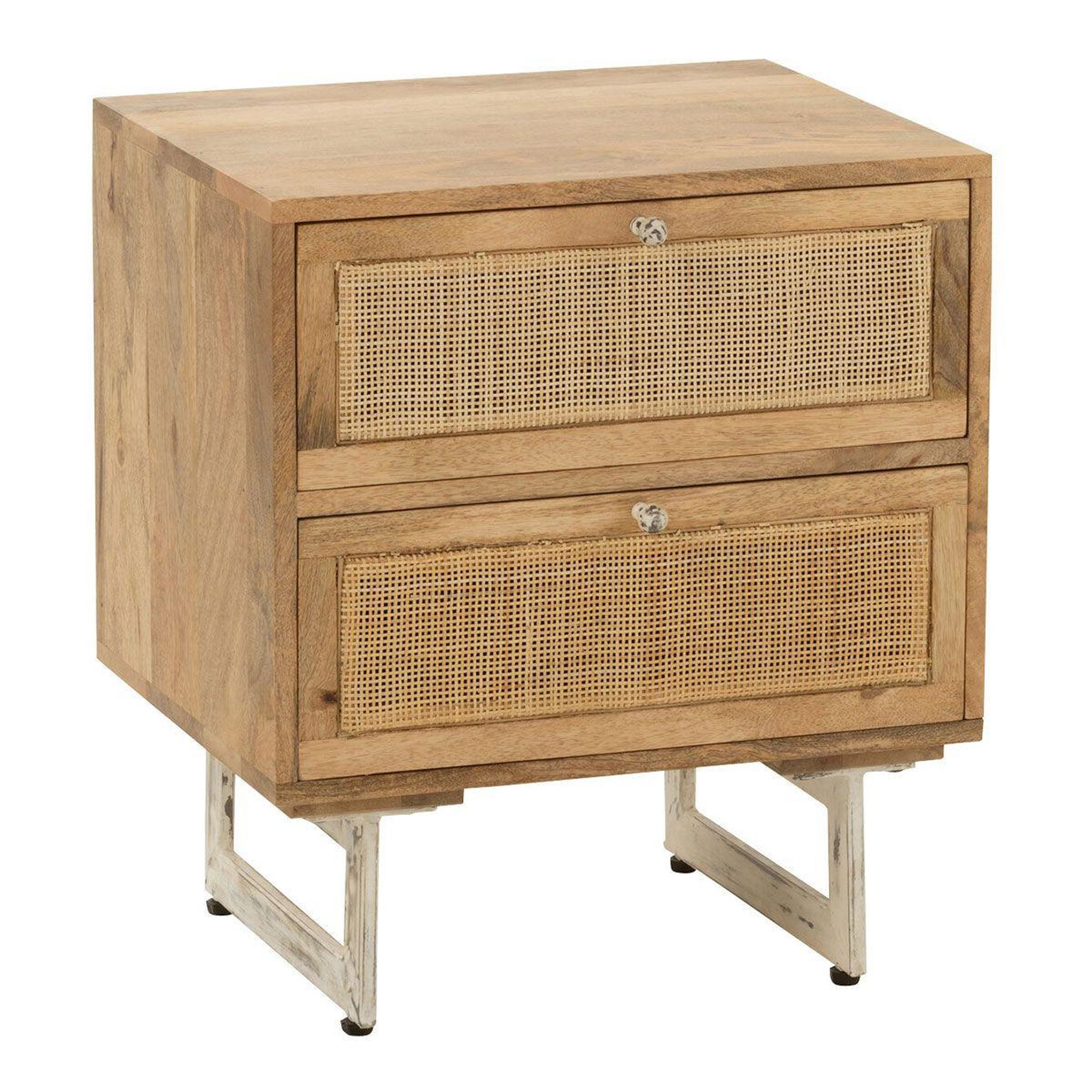 J-LINE Table de Chevet en Bois  Weaving  55cm Naturel