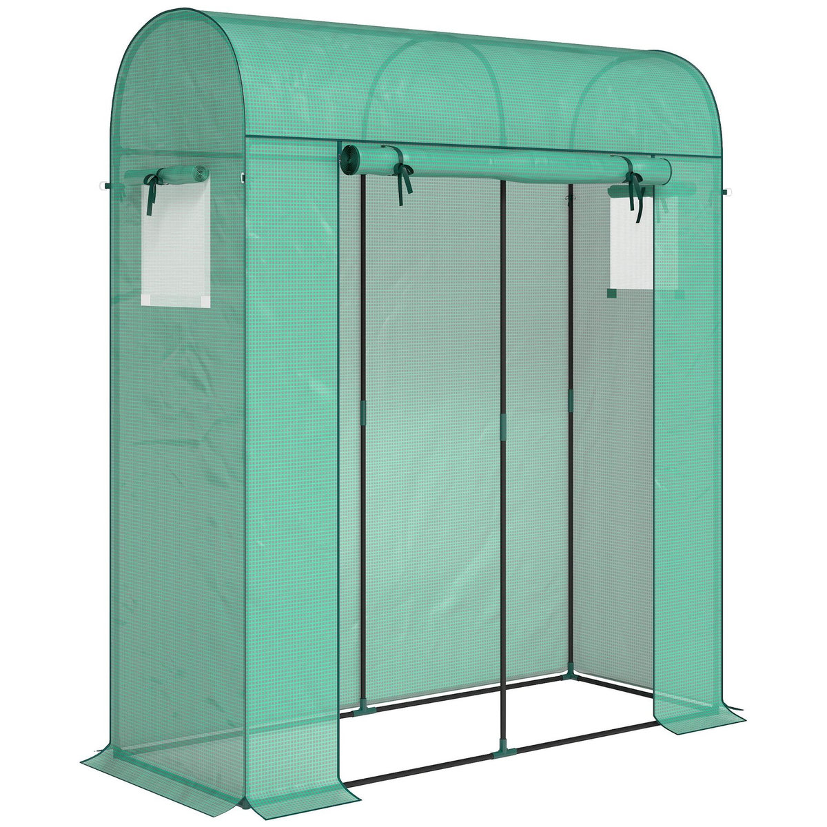 OUTSUNNY Serre de Jardin - Bâche PE et Châssis Acier - Porte Roulante et Fenêtres en Maille - 170 x 68 x 200 cm - Vert