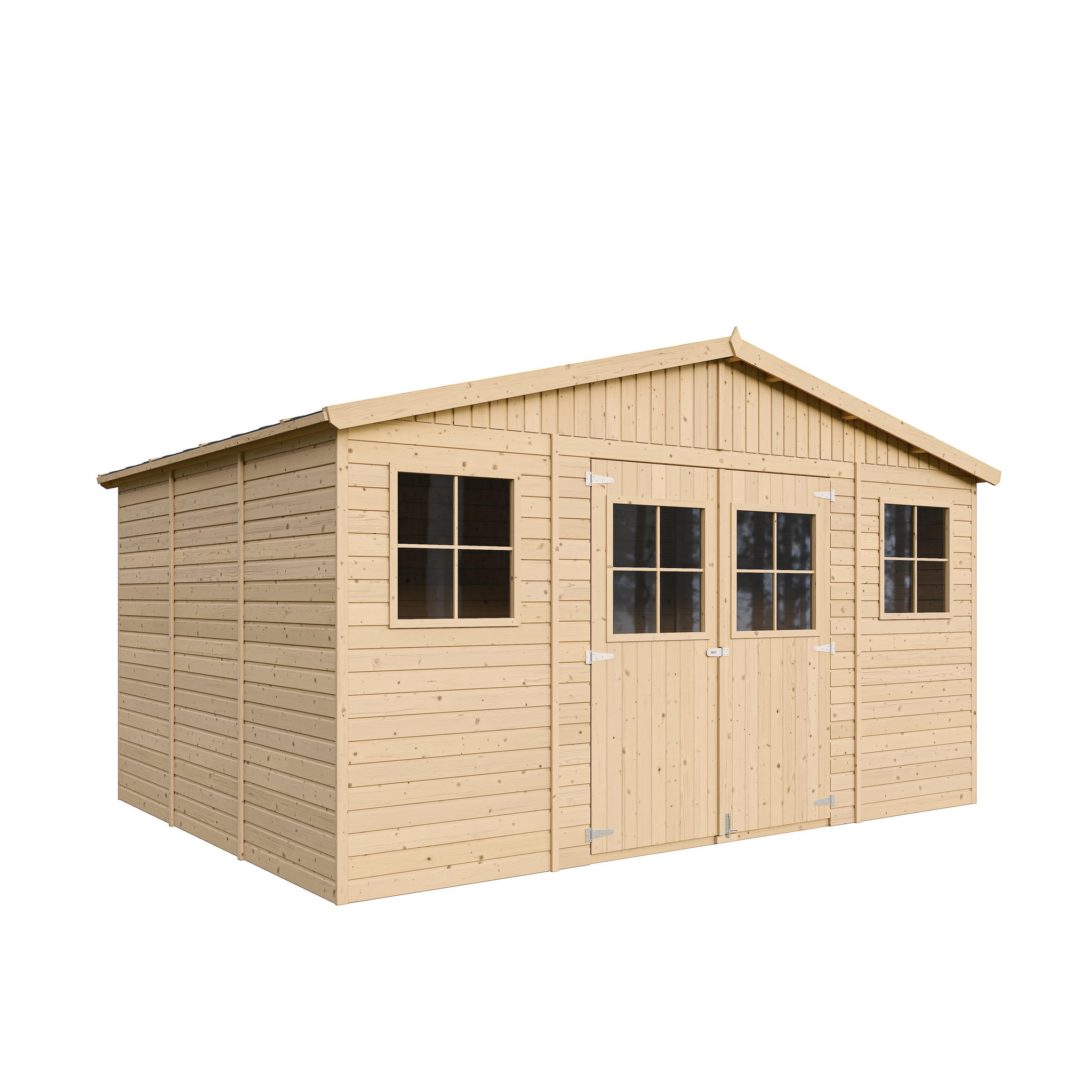 Voir la diapositive 2 : TIMBELA Abri de Jardin en Bois 11.91 m² Cabanon Jardin Exterieur à Outils et Velo avec Fenêtres M331