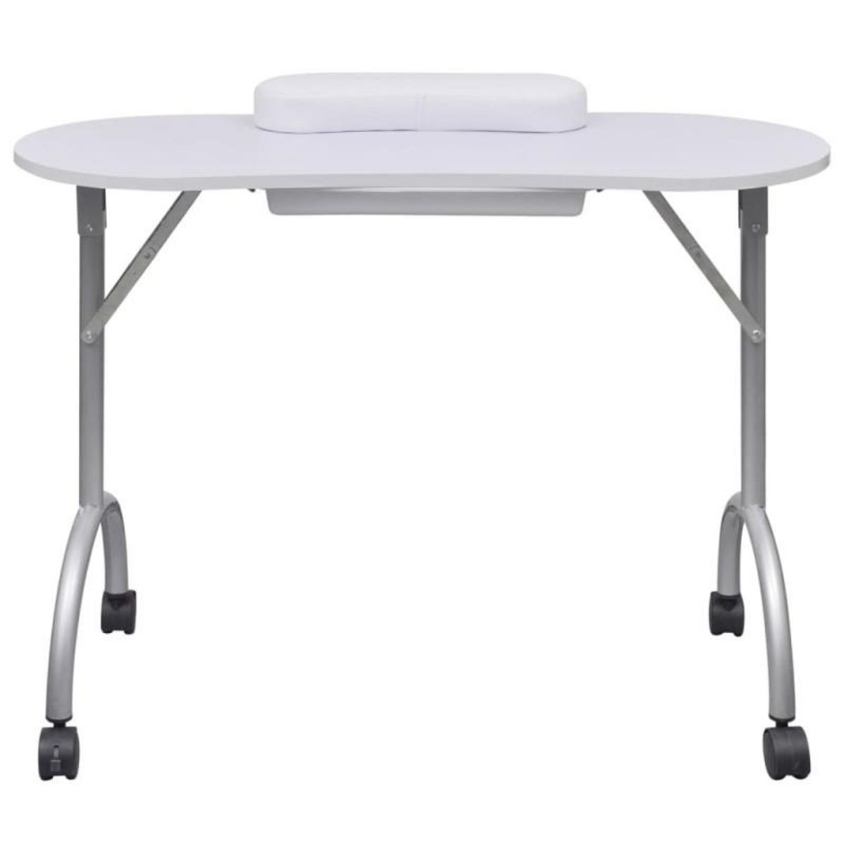 VIDAXL Table à manucure pliable avec roulettes Blanc