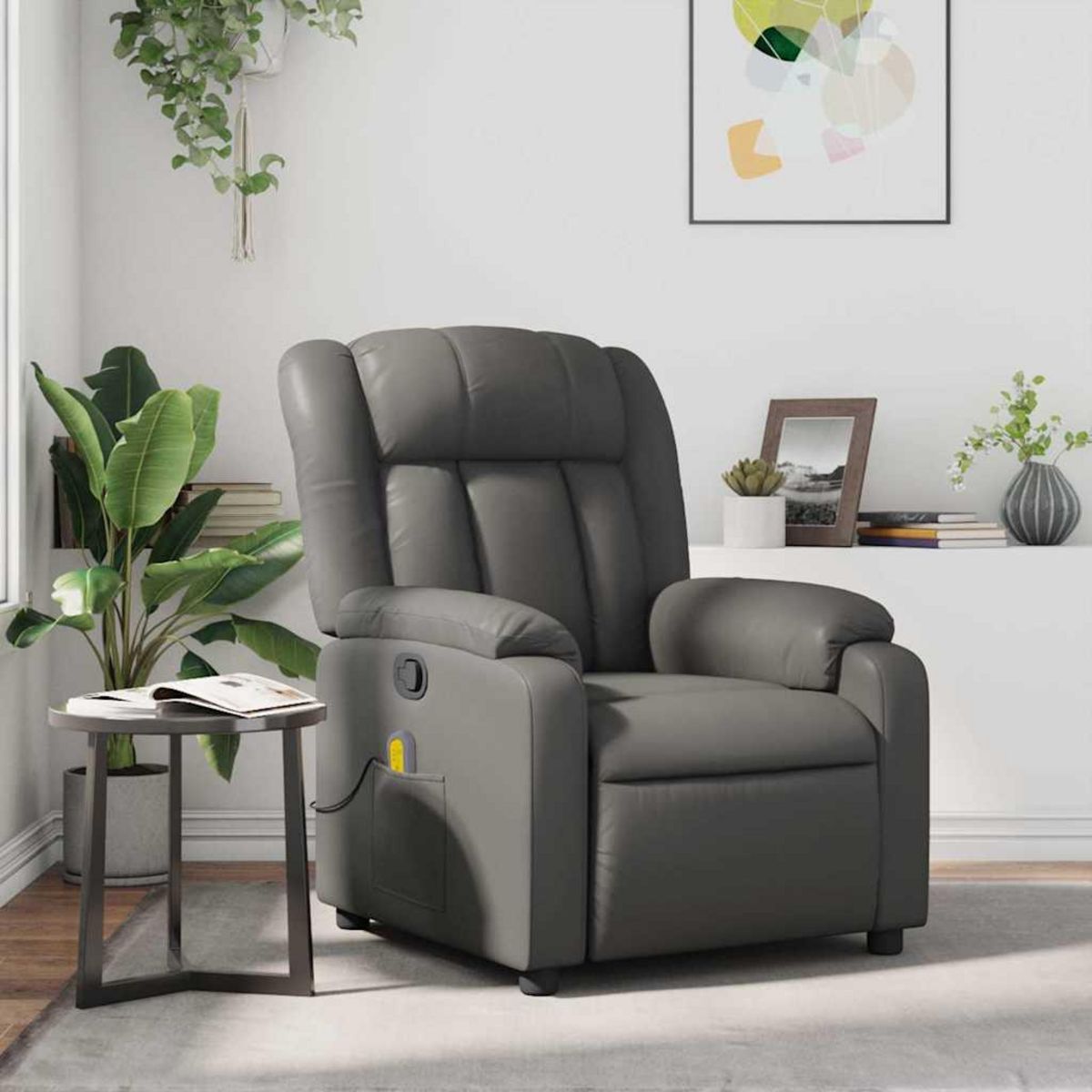 VIDAXL Fauteuil de massage inclinable Gris Similicuir