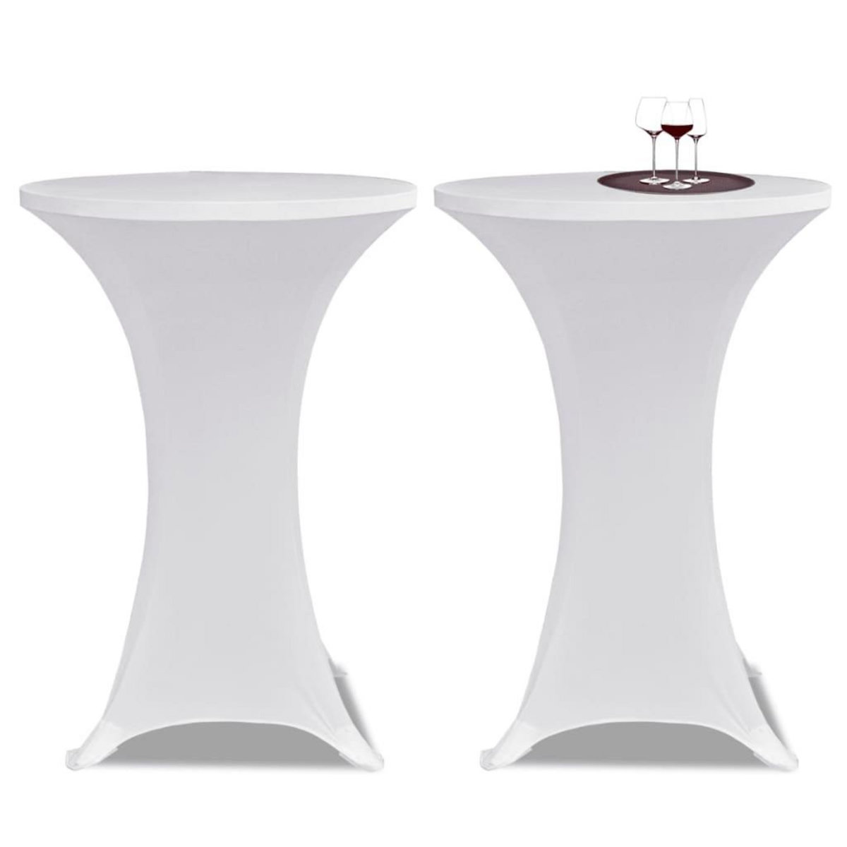 VIDAXL Housse de table Ø 70 cm Blanc extensible 2 pcs