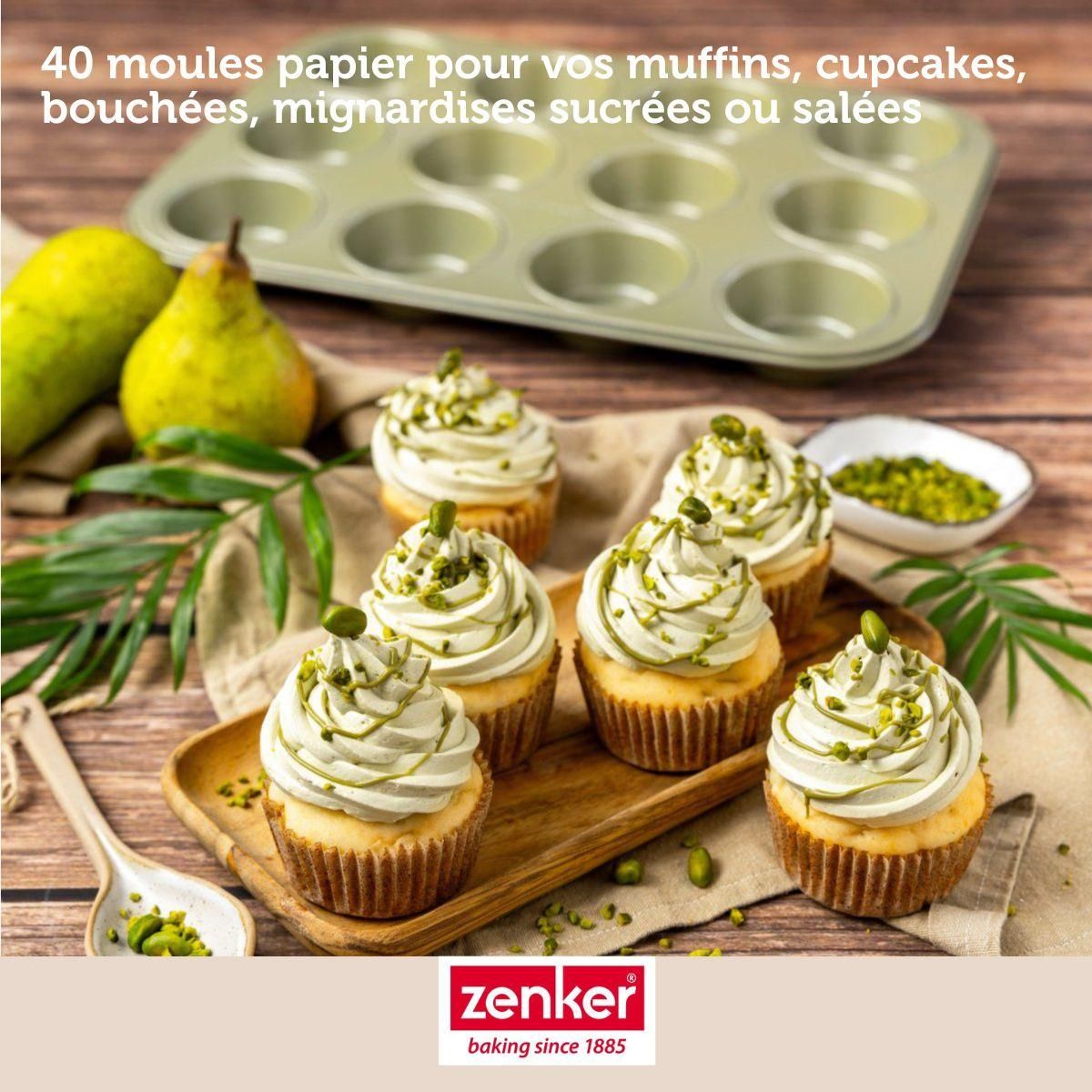 ZENKER Set pâtisserie avec 40 moules à muffins en papier, 2 bols à mixer, verre mesureur et spatule Zenker