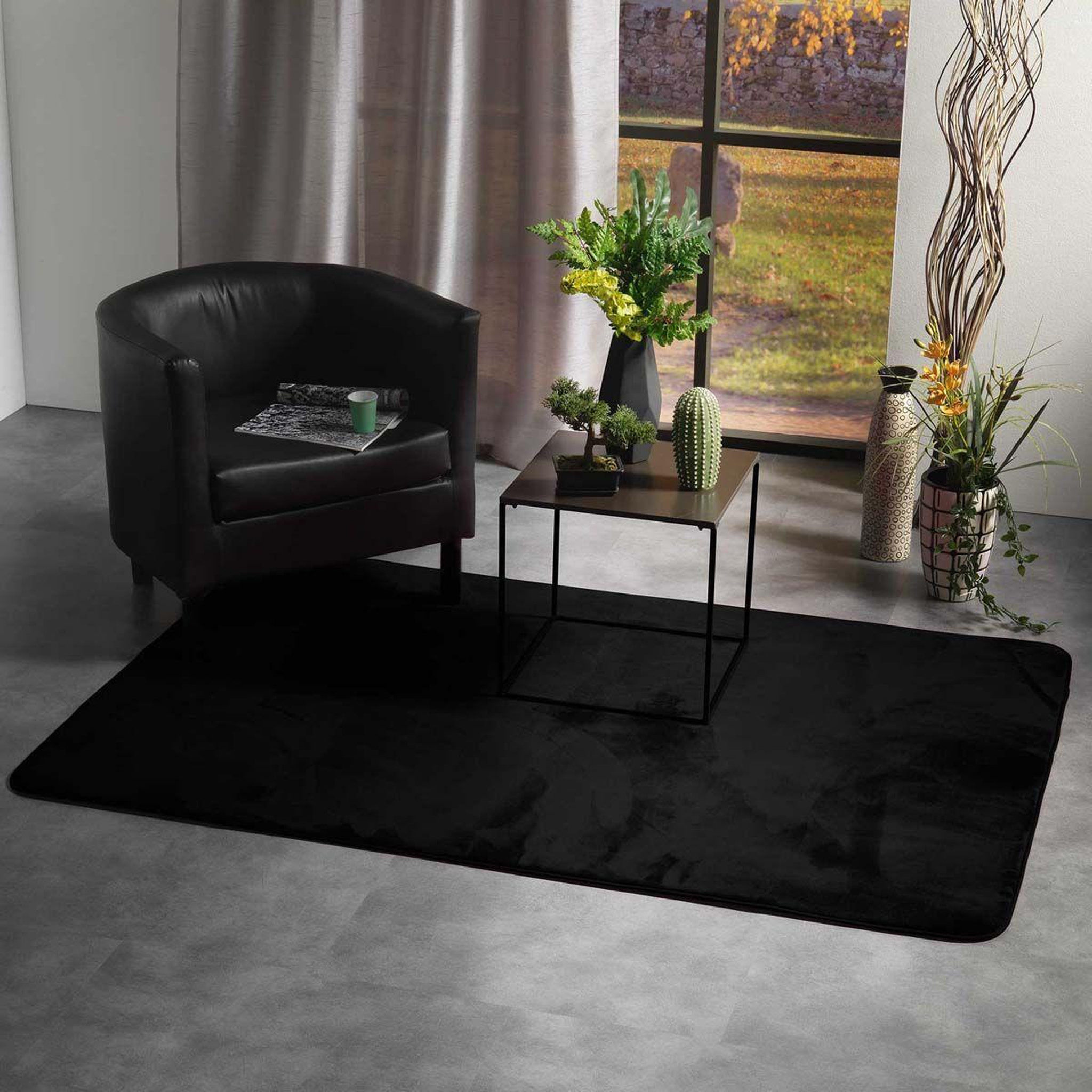 Voir la diapositive 4 : Douceur d'Intérieur Tapis uni en flanelle  flanou  120x170cm noir