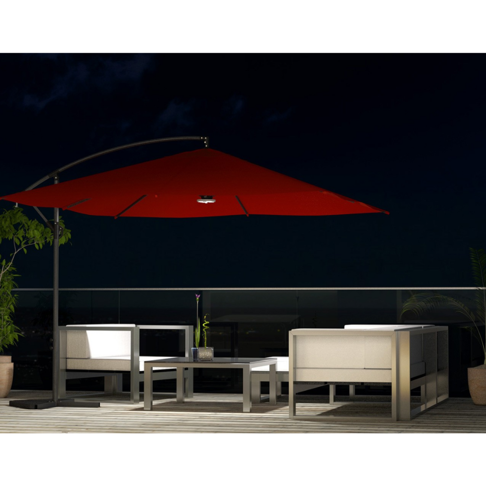 Voir la diapositive 5 : CONCEPT USINE Parasol terracotta déporté carré 3 x 3 m led solenzara
