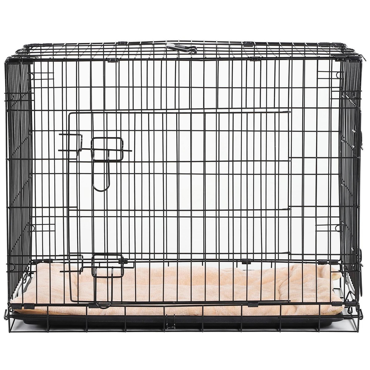 PAWHUT Cage caisse de transport pliante pour chien en métal noir 106 x 71 x 76 cm matelas fourni