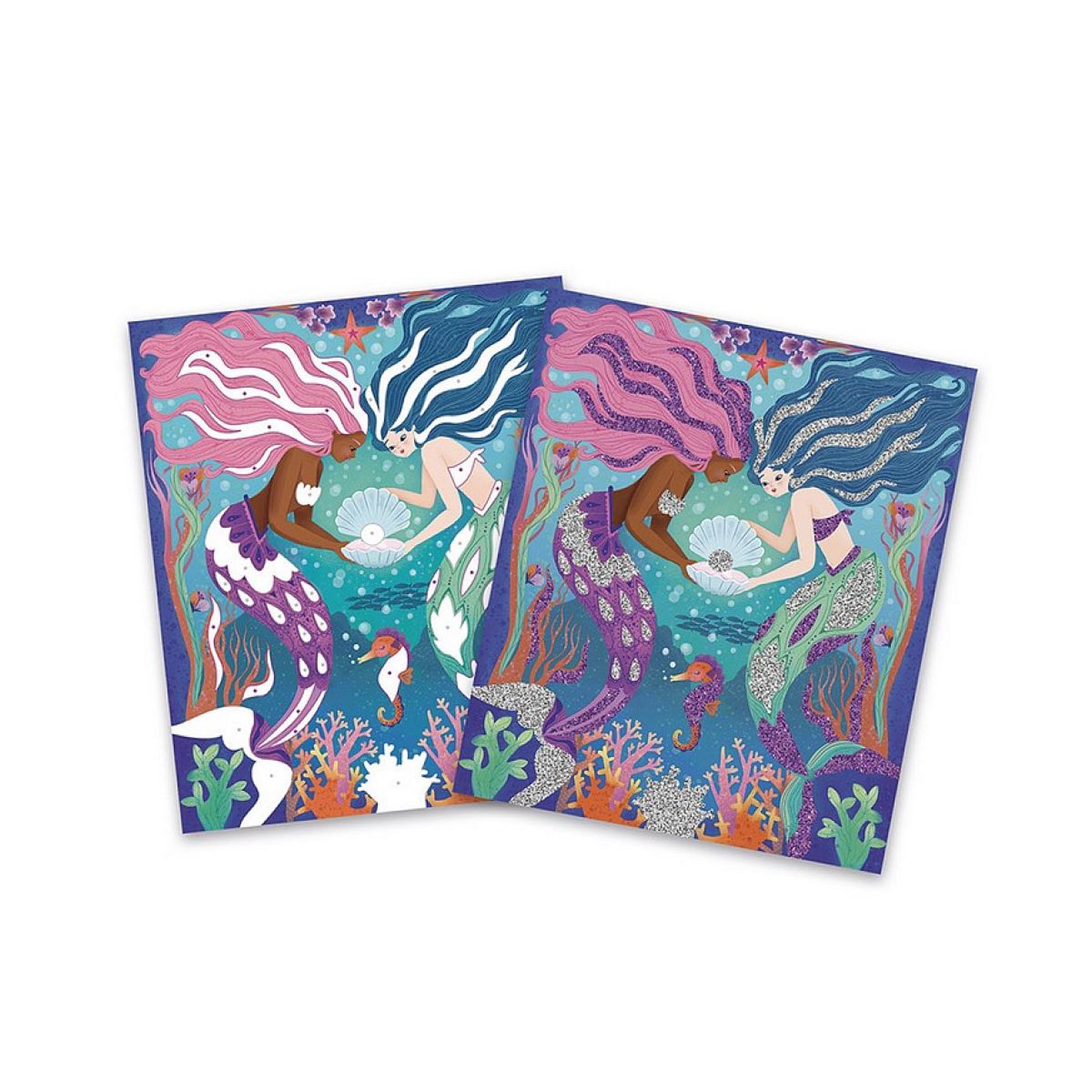 Voir la diapositive 2 : Juratoys-Janod Paillettes a coller Sirenes - Kit creatif