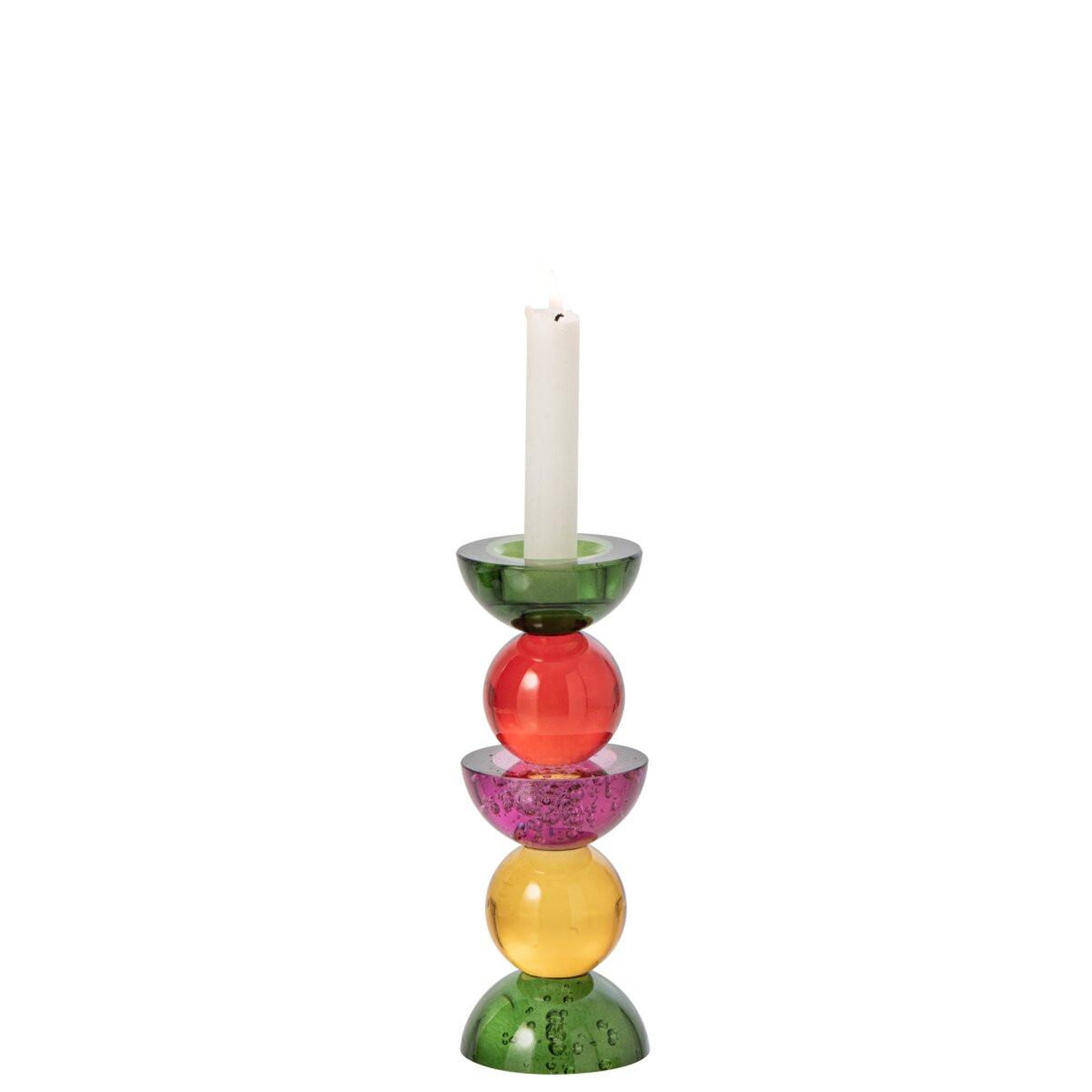 Voir la diapositive 2 : J-LINE Bougeoir Design en Verre  Yannis  21cm Multicolore