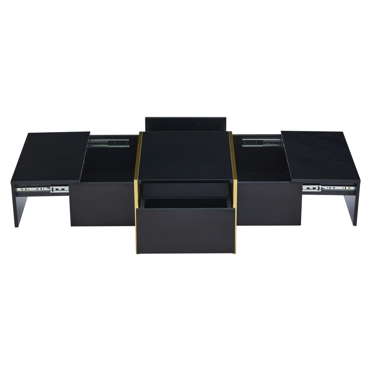 MERAX Table Basse Avec 2 Tiroirs Et 2 Compartiments 100 X 50 X 35cm Noir