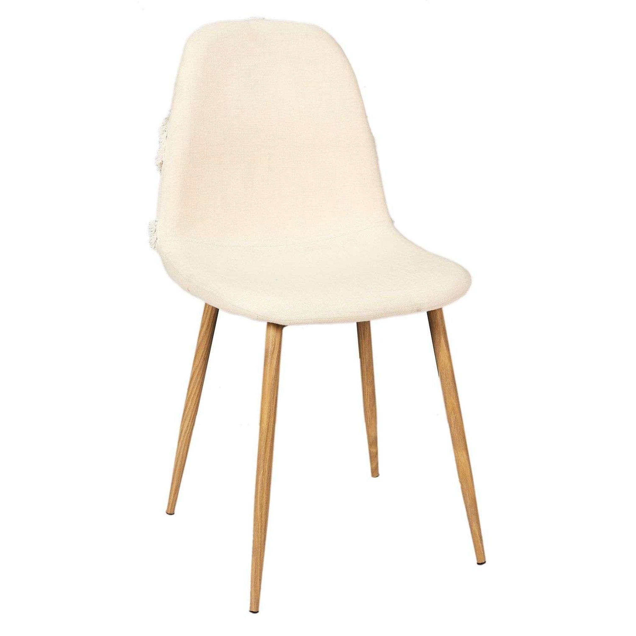 Voir la diapositive 3 : The Home Deco Factory Chaise faro tissu et pieds métal imitation bois - beige
