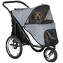 Voir la diapositive 1 : PAWHUT Poussette buggy chien 3 roues pliable pneus gonflables - sac, coussin, laisse intégrés - gris