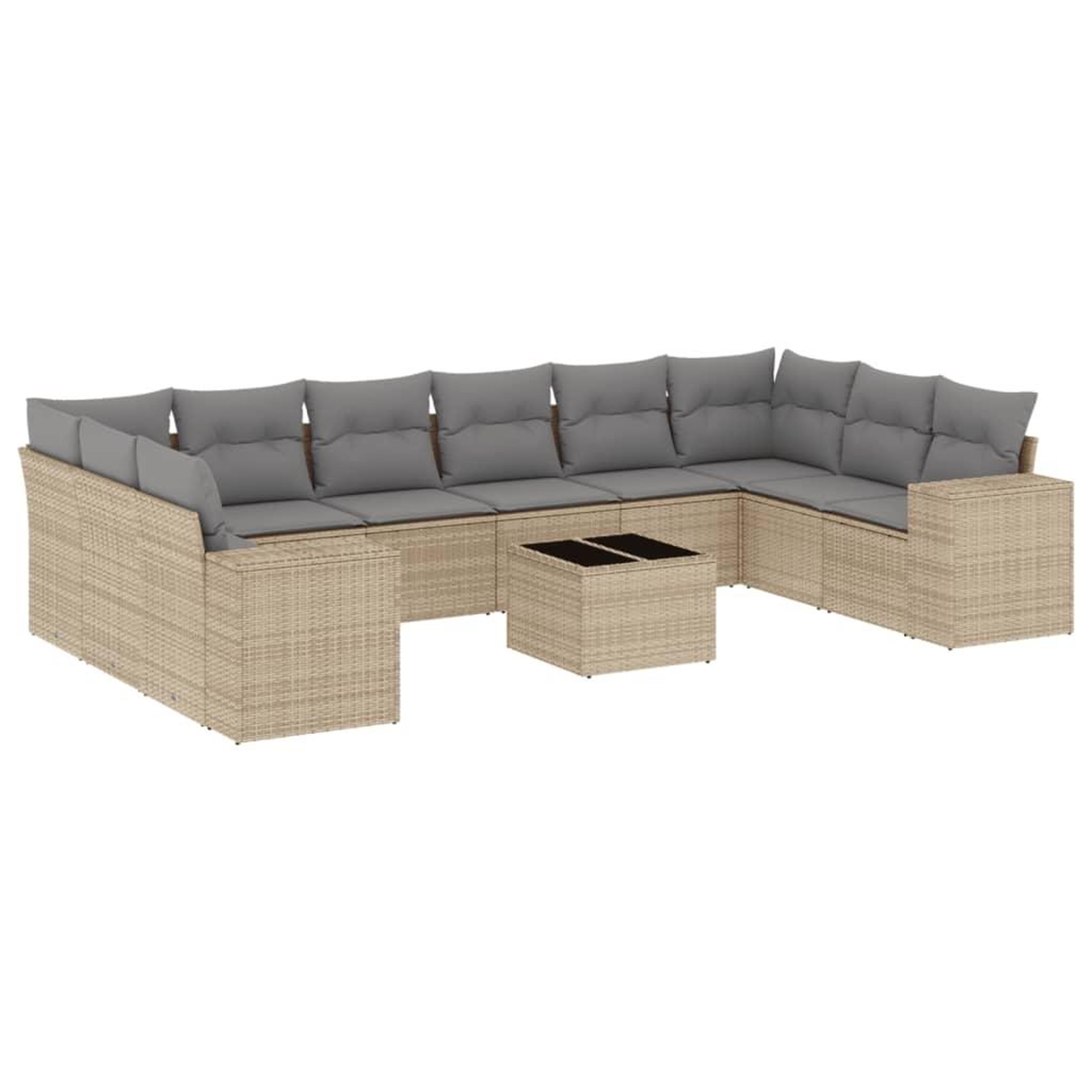 Voir la diapositive 2 : VIDAXL Salon de jardin 11 pcs avec coussins beige resine tressee