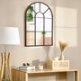 Voir la diapositive 5 : HOMCOM Miroir mural aspect verrière style classique chic - dim. 60L x 90H cm - métal noir verre 3 mm