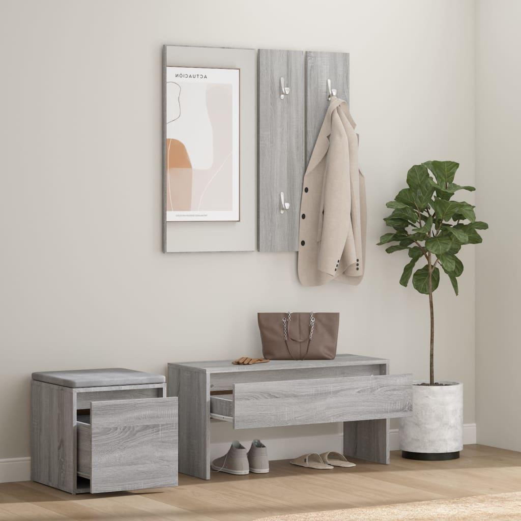 Voir la diapositive 3 : VIDAXL Ensemble de meubles de couloir Sonoma gris Bois d'ingenierie