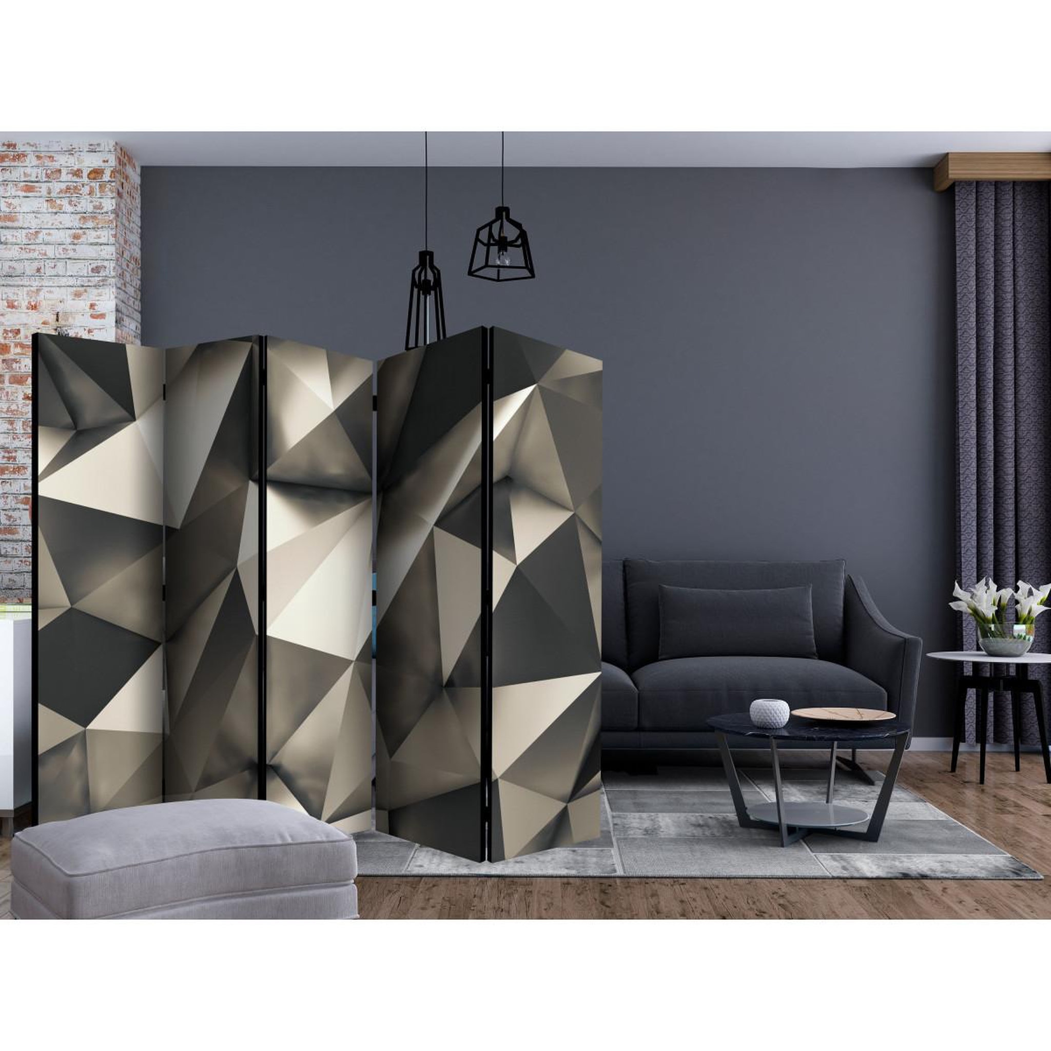 Voir la diapositive 2 : Paris Prix Paravent 5 volets  cosmic silver  172x225cm