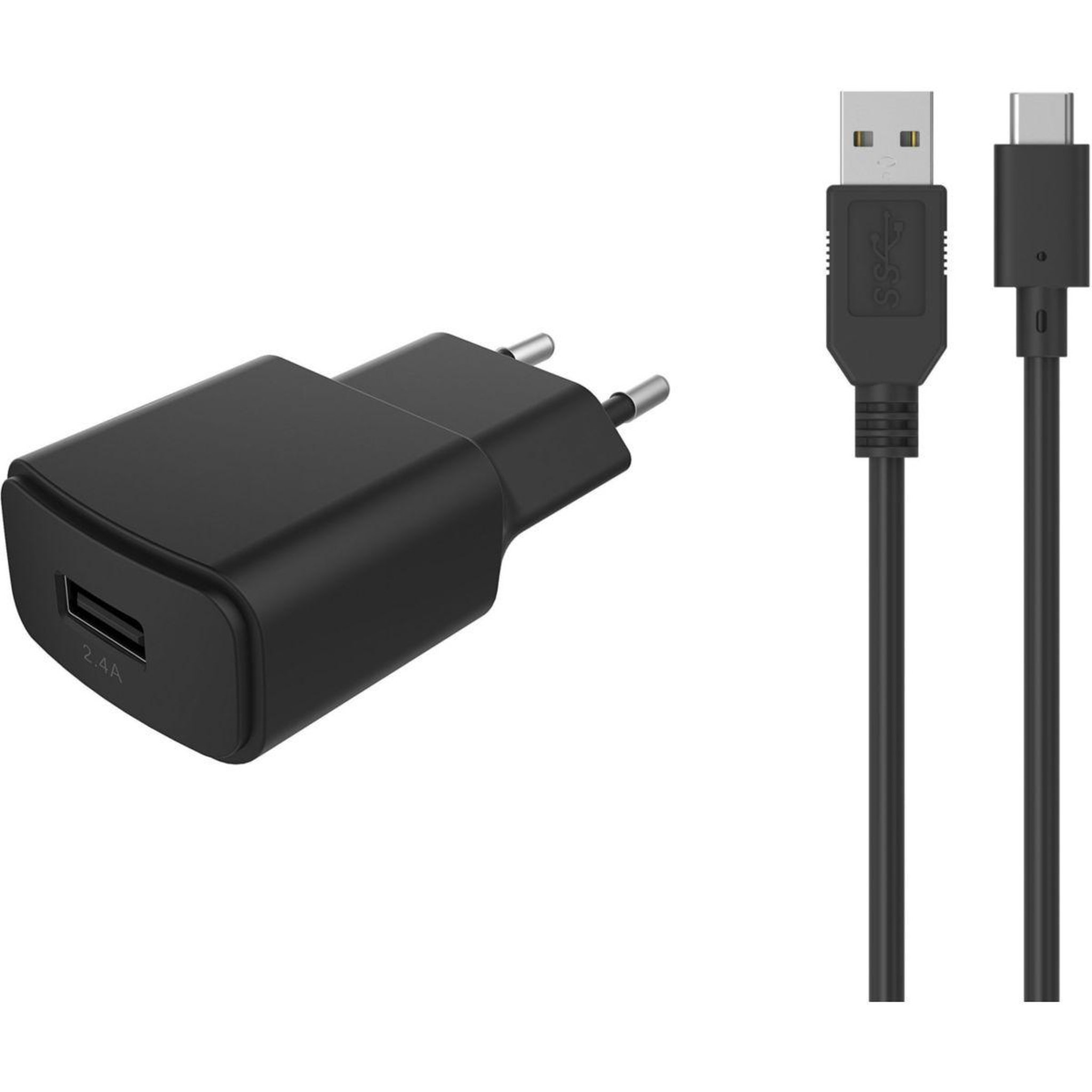 ESSENTIEL B Chargeur + câble 12w smart ic usb-a + cable usb-c 1m compatible iphone 17 16 15 pro max et galaxy s25 s24