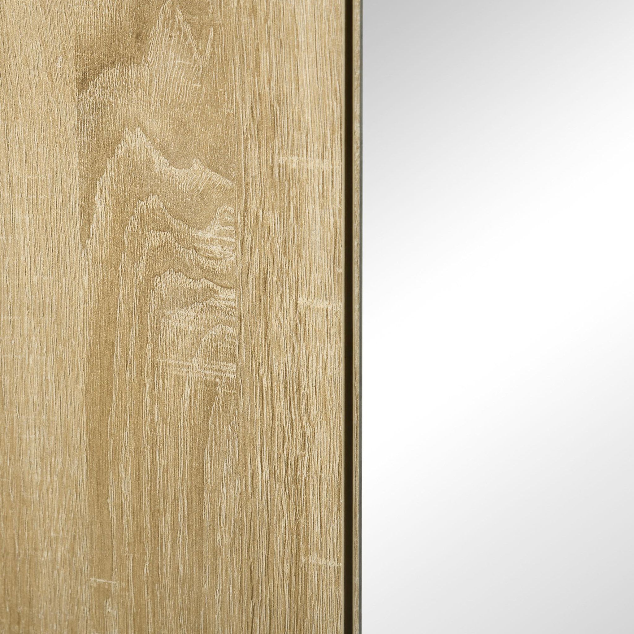 Voir la diapositive 5 : KLEANKIN Armoire miroir de salle de bain - 2 portes, 2 étagères - kit installation murale fourni - panneaux aspect chêne clair