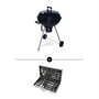 SWEEEK Barbecue charbon de bois Georges + mallette d'ustensiles 18 accessoires