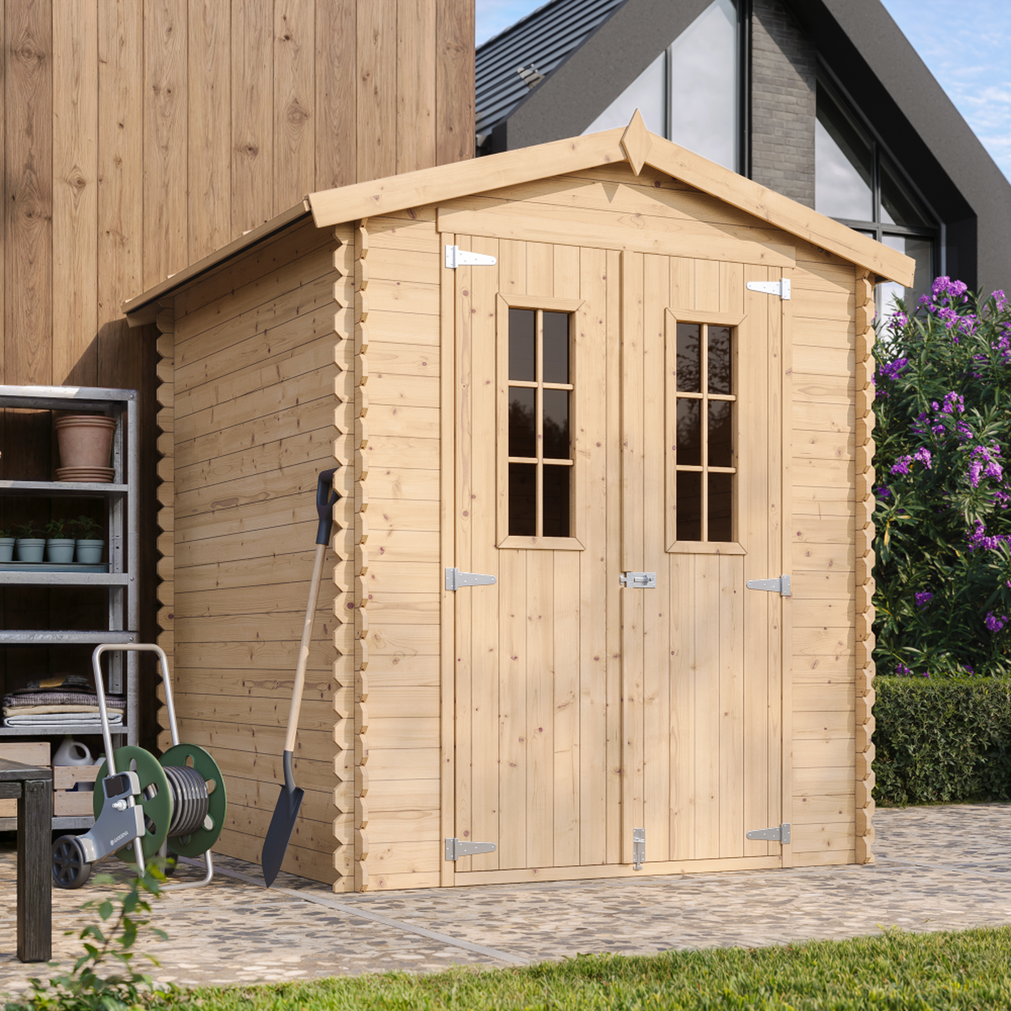 Voir la diapositive 4 : TIMBELA Abri de Jardin en Bois 2.82 m² Cabanon Jardin Exterieur à Outils avec Fenêtres M320C