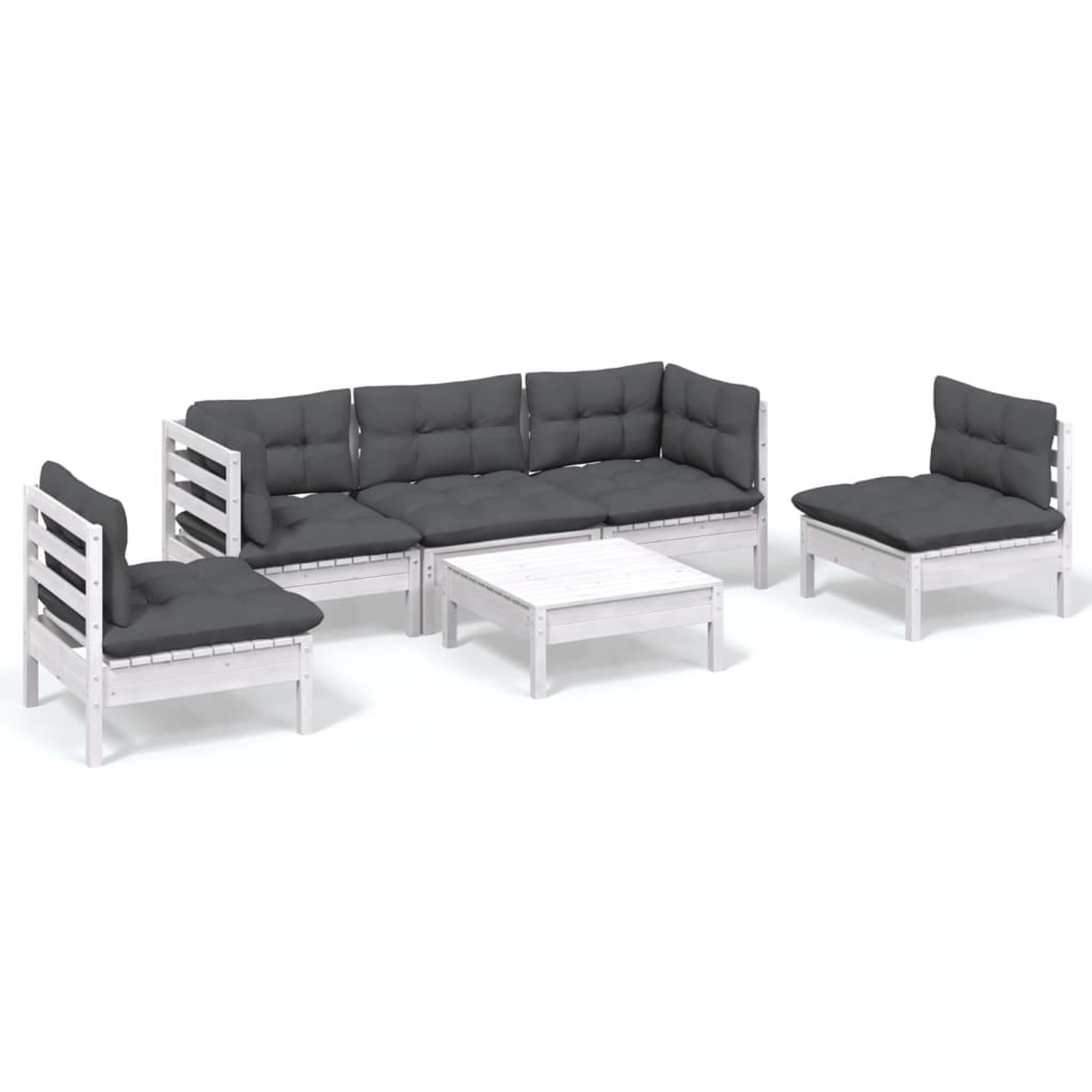 Voir la diapositive 2 : VIDAXL Salon de jardin 6 pcs avec coussins bois de pin massif