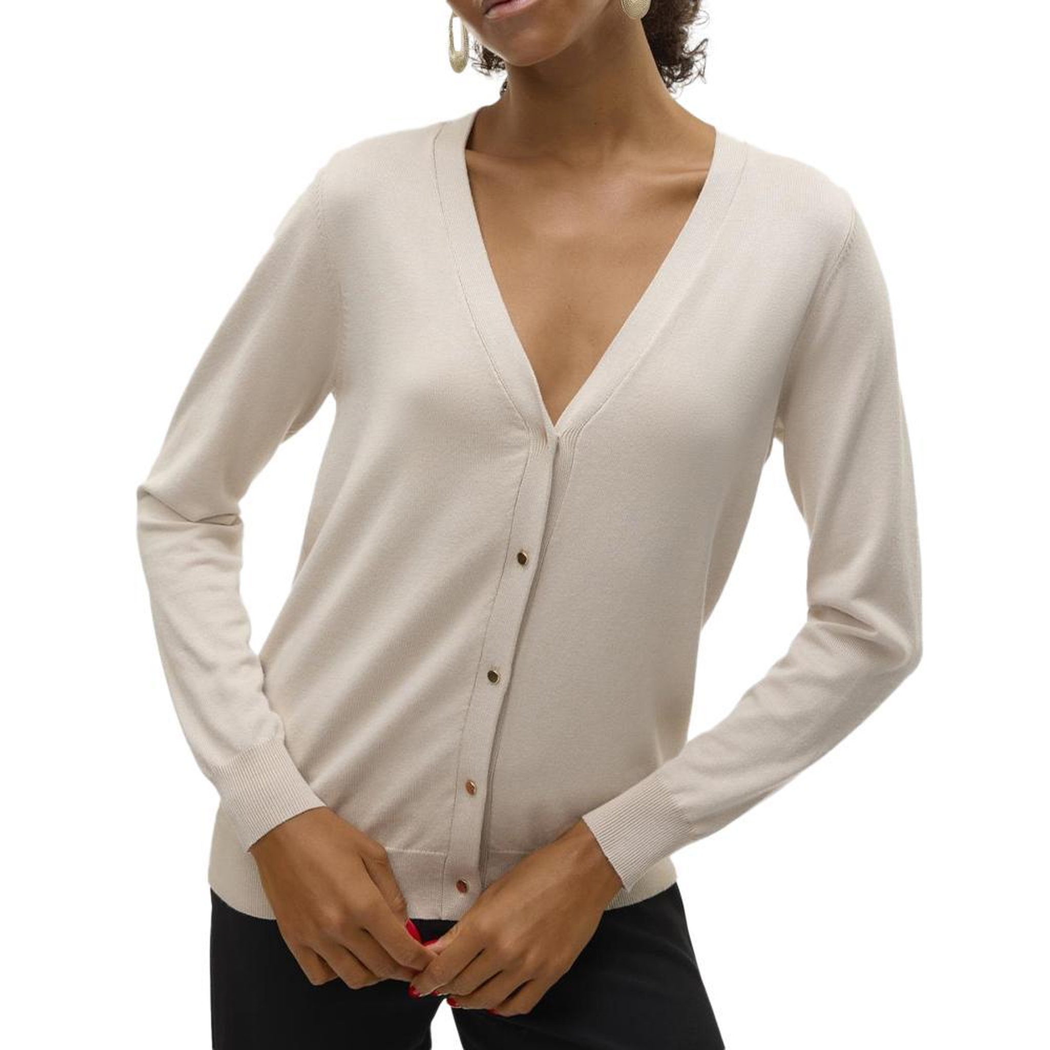 Vero Moda Gilet  Femme Vero Moda Silje V neck Cardigan Moonbeam. Coloris disponibles : Beige