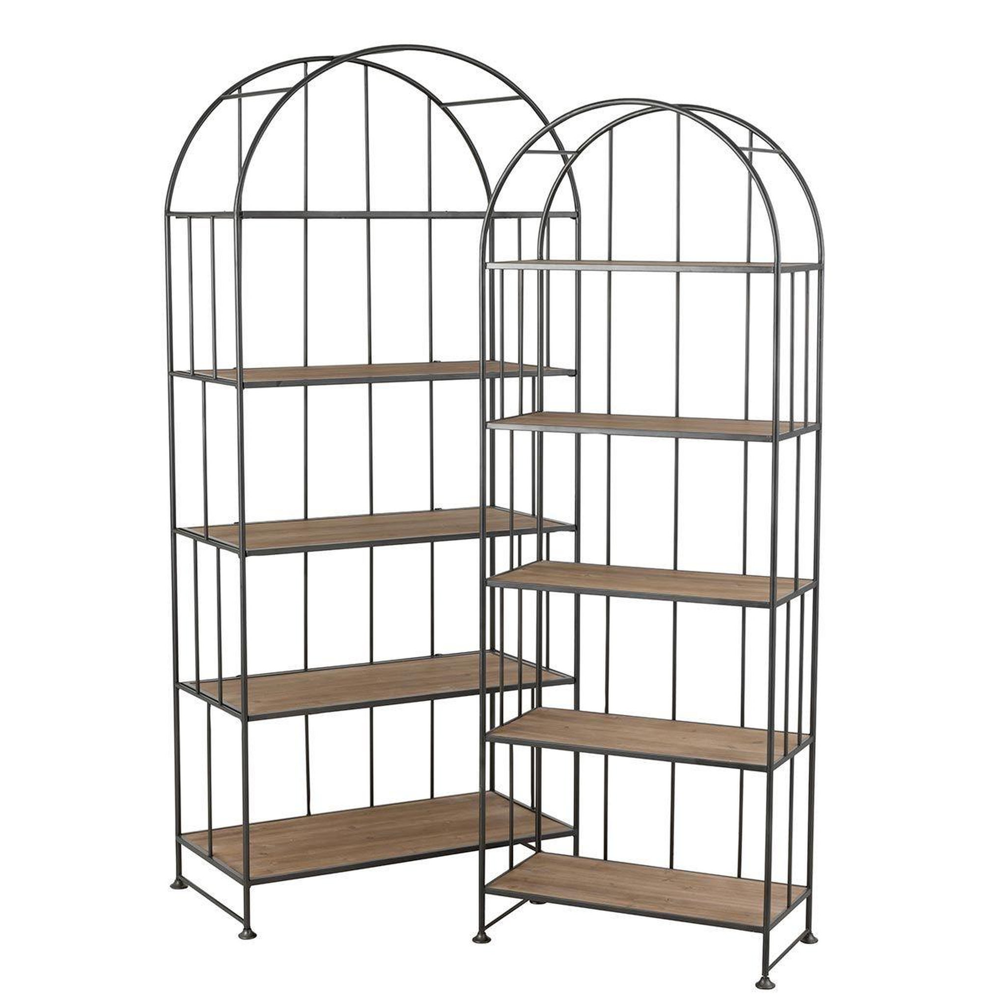 Voir la diapositive 2 : J-LINE Lot de 2 Étagères Déco  Carambo  182cm Marron