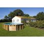 Voir la diapositive 2 : GRE Piscine hors sol bois ovale - 672x472x146cm - VERMELA