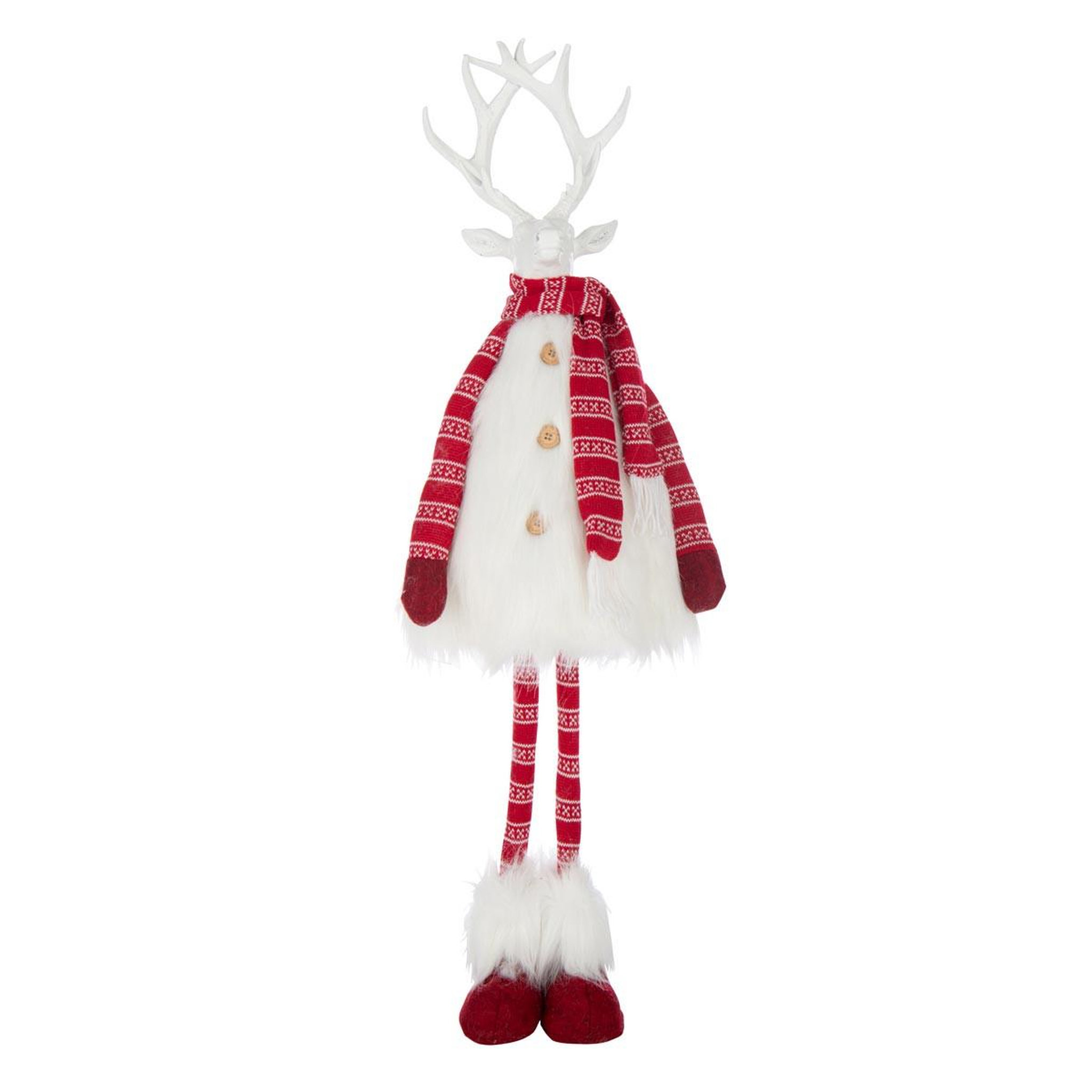 J-LINE Cerf imitation fourrure  foulard  93cm blanc & rouge