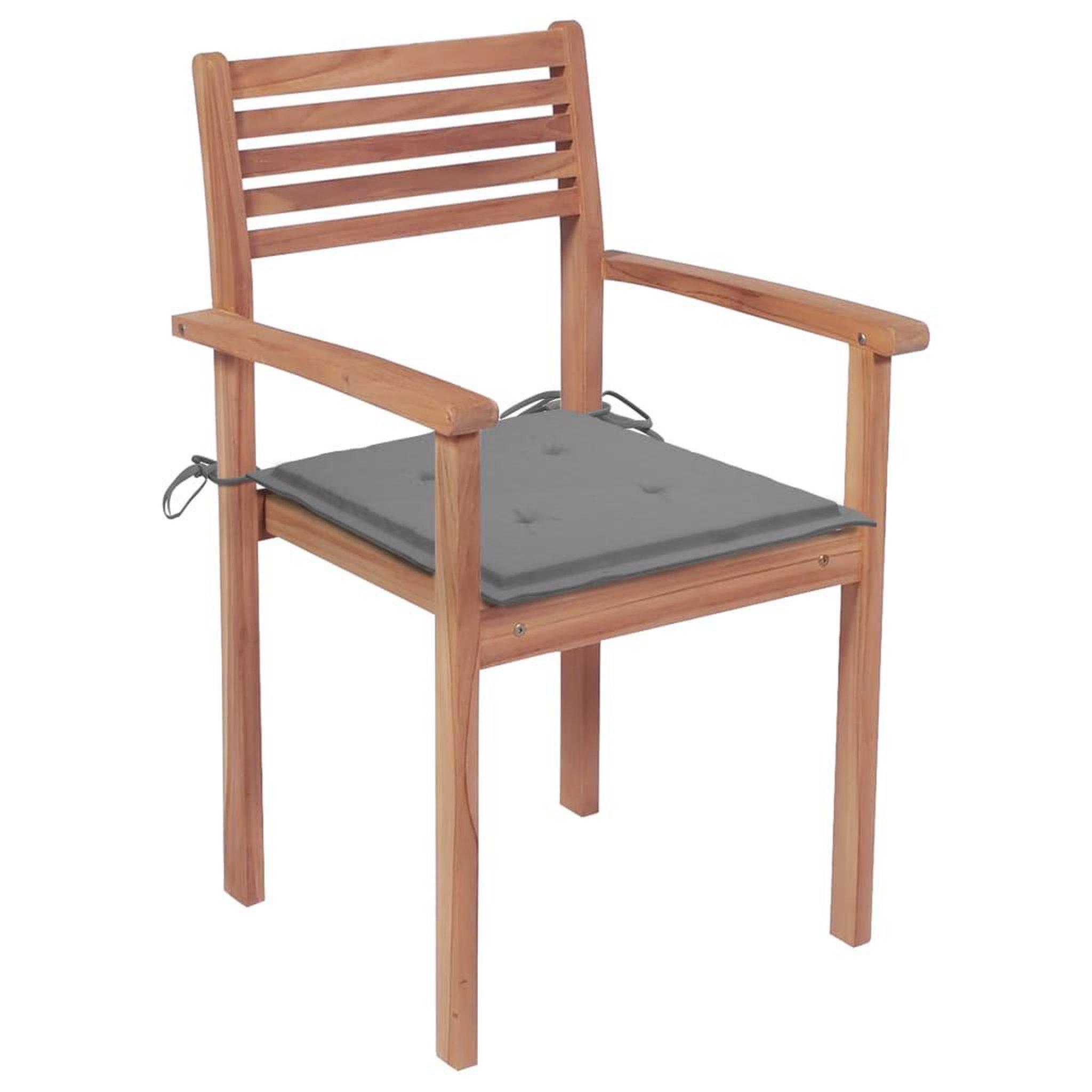 Voir la diapositive 2 : VIDAXL Chaises de jardin lot de 4 et coussins gris Bois de teck solide