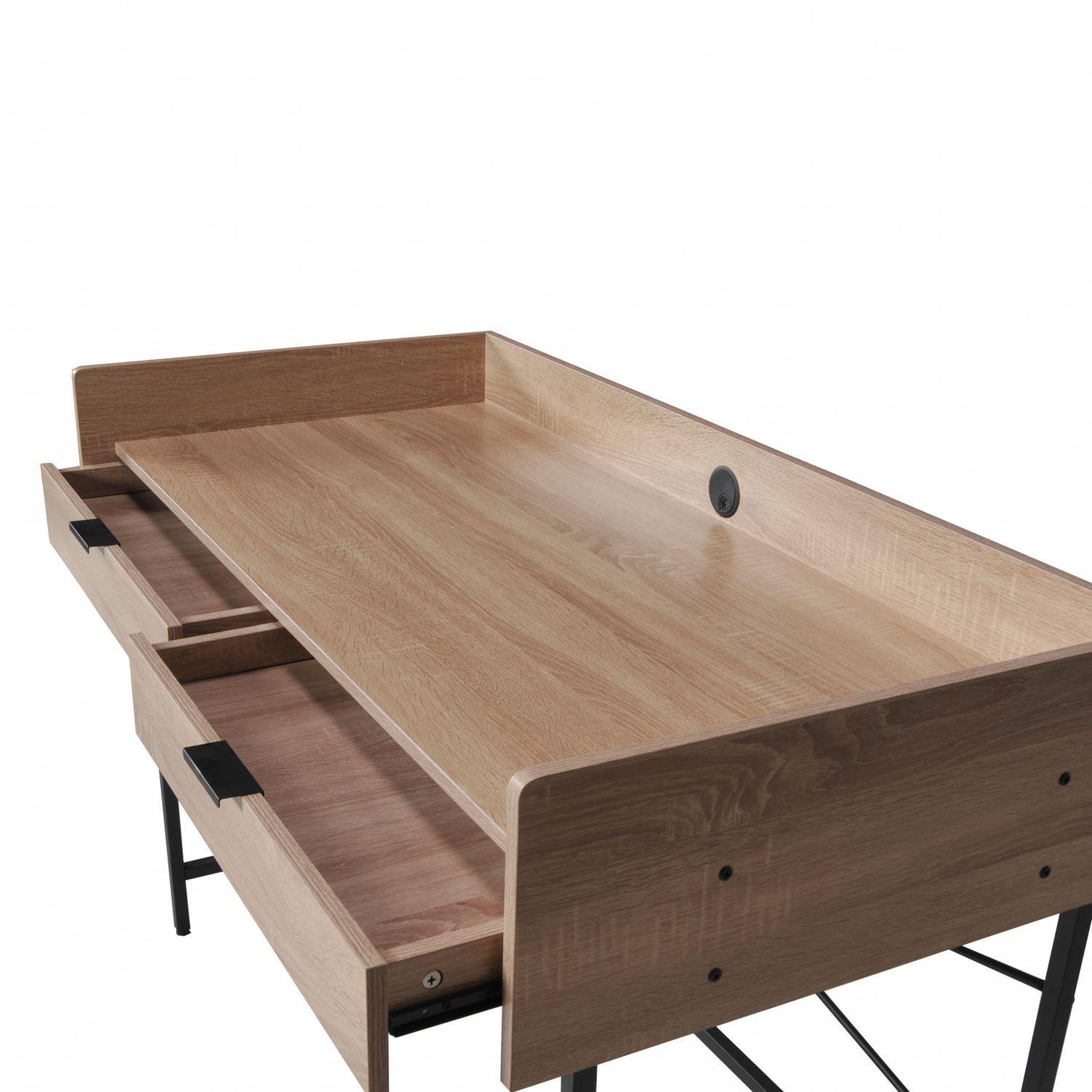 Voir la diapositive 3 : Bureau droit 2 tiroirs L123cm PLYMOUTH