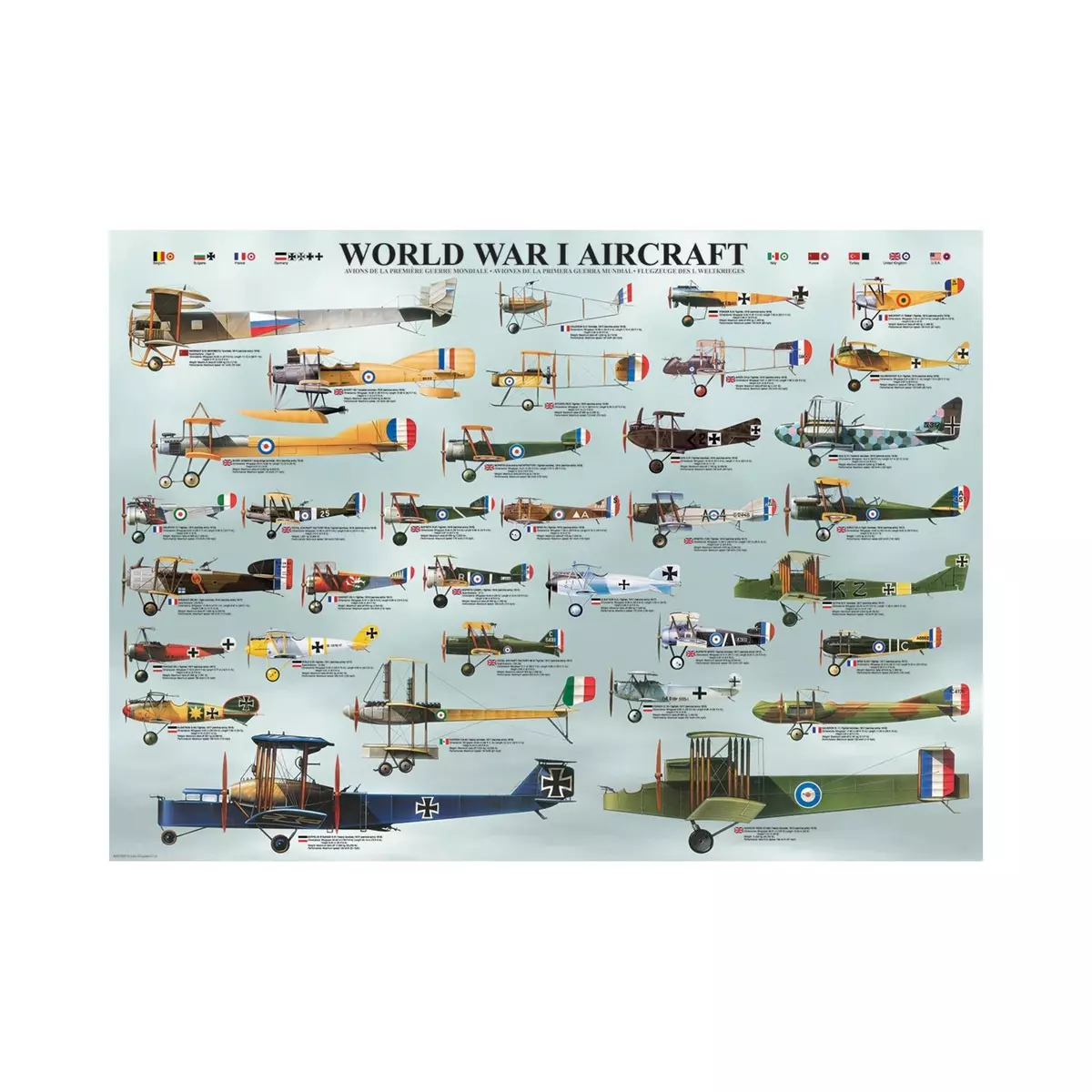 Eurographics Puzzle 1000 pièces : Les avions de la Première Guerre Mondiale