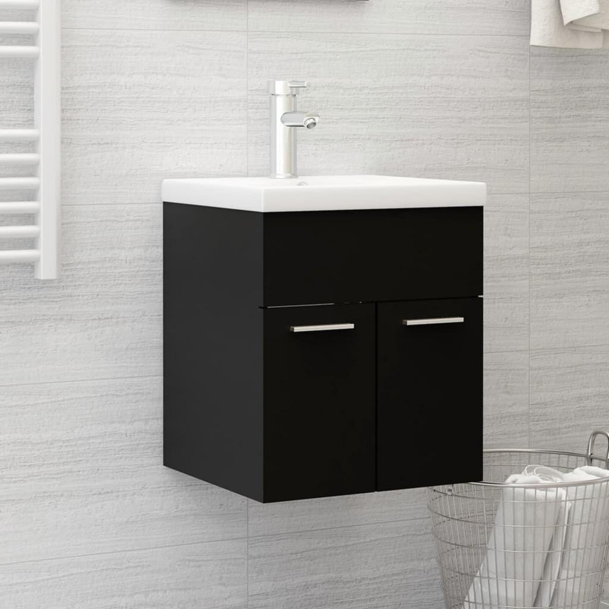 VIDAXL Armoire d'evier avec lavabo integre noir bois d'ingenierie