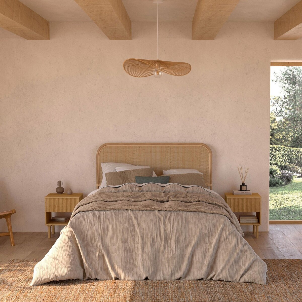 Rendez vous déco Tête de lit 140 cm en rotin naturel - Grace