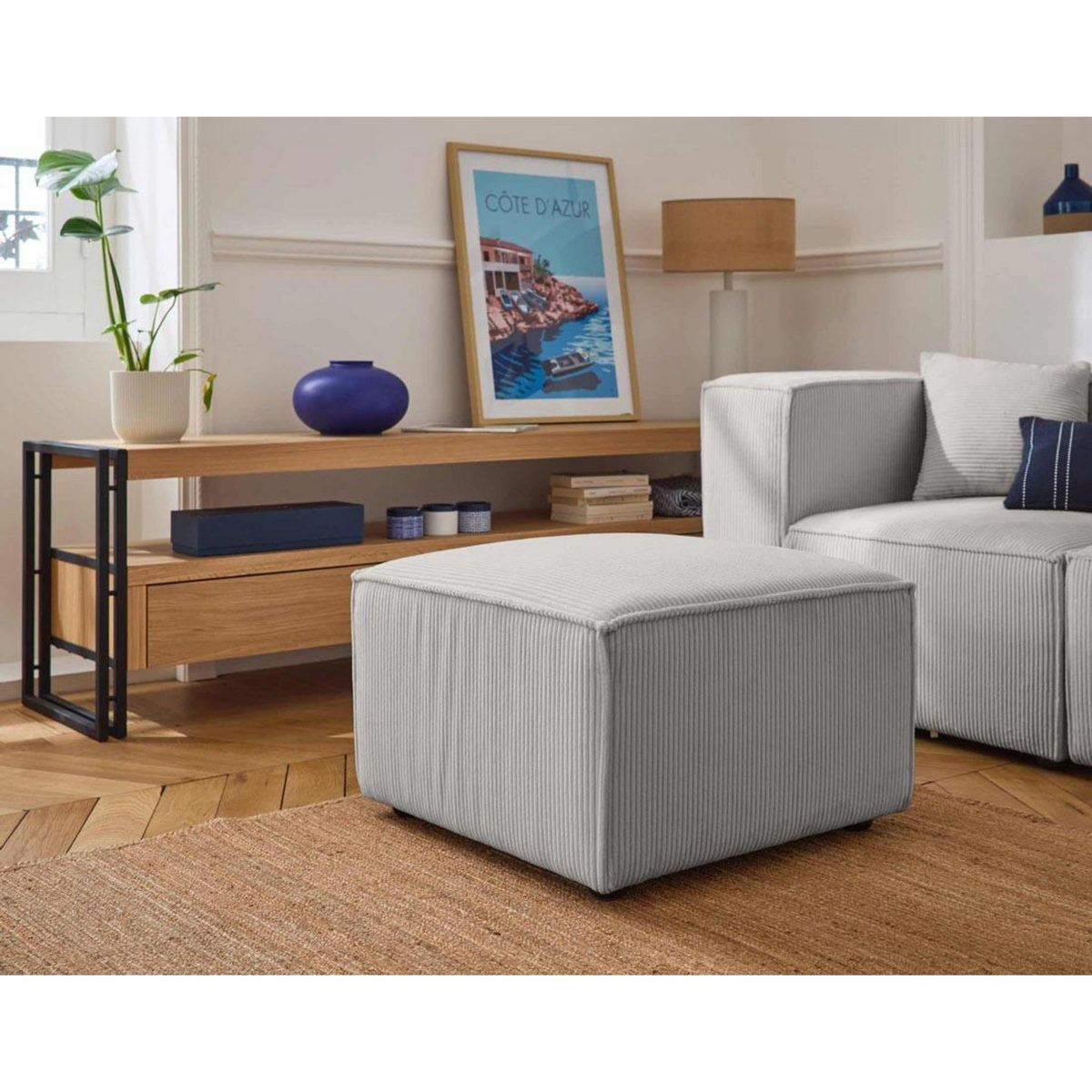 LISA DESIGN Arty - pouf d'appoint - en velours côtelé