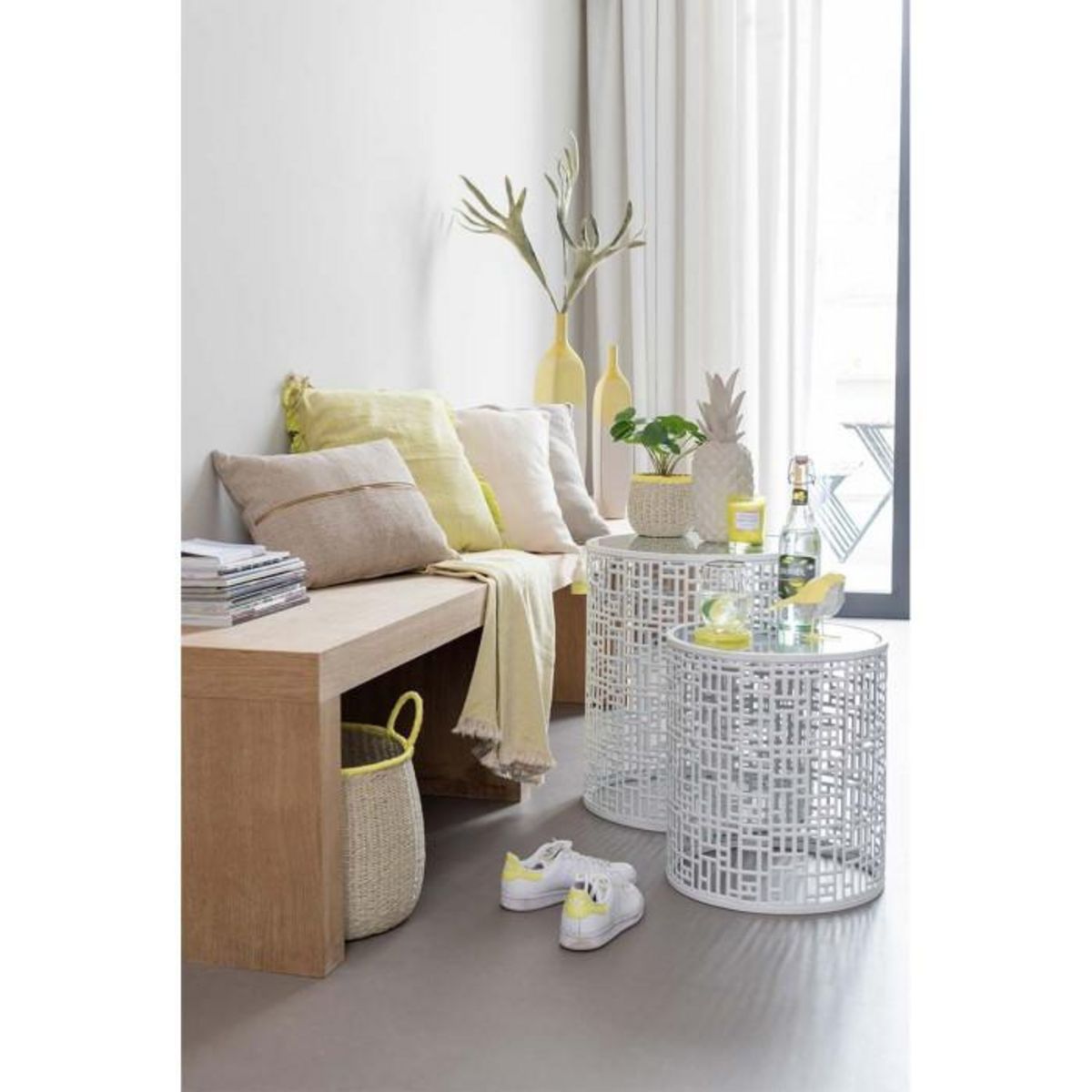 Paris Prix Plaid Déco en Coton  Irrégulier  130x170cm Jaune