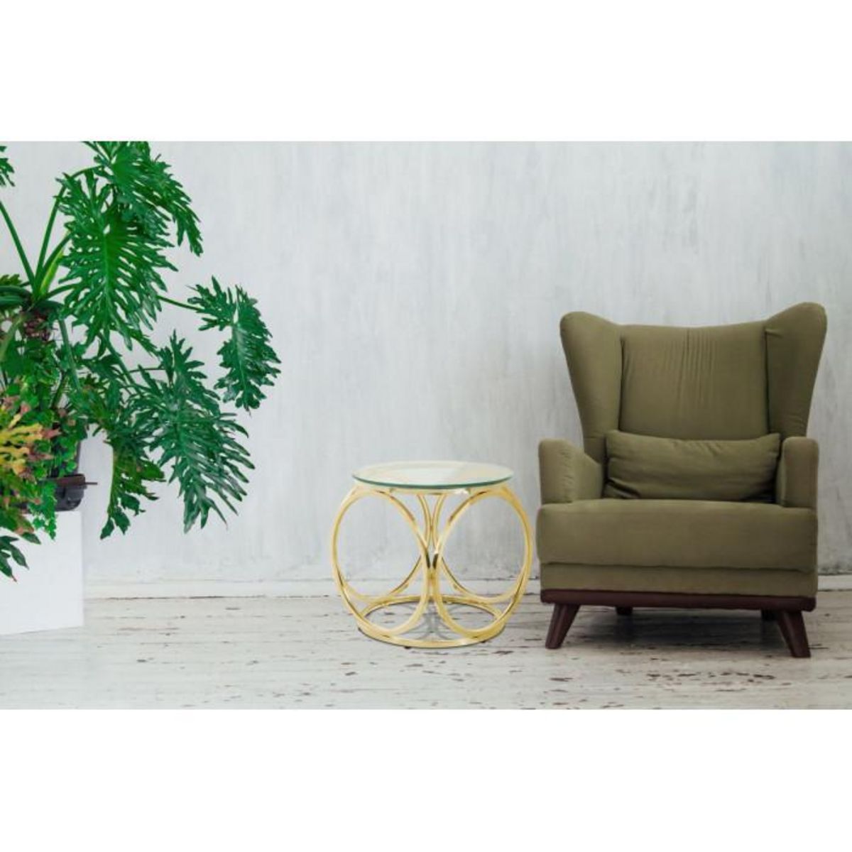 Paris Prix Table d'Appoint Design  Whitney  52cm Transparent & Or