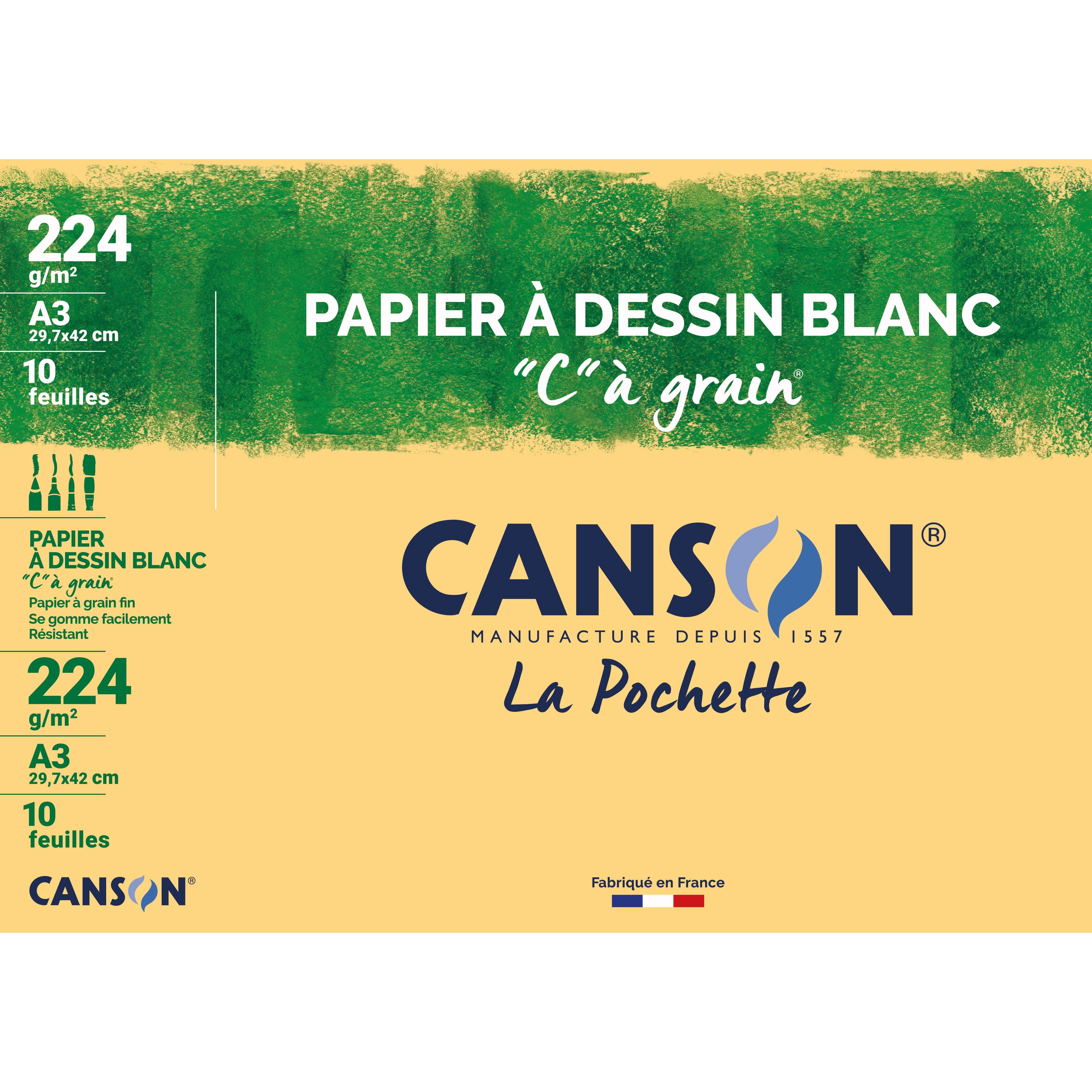CANSON Pocette Feuilles à grain x10 224G 29.7x42cm