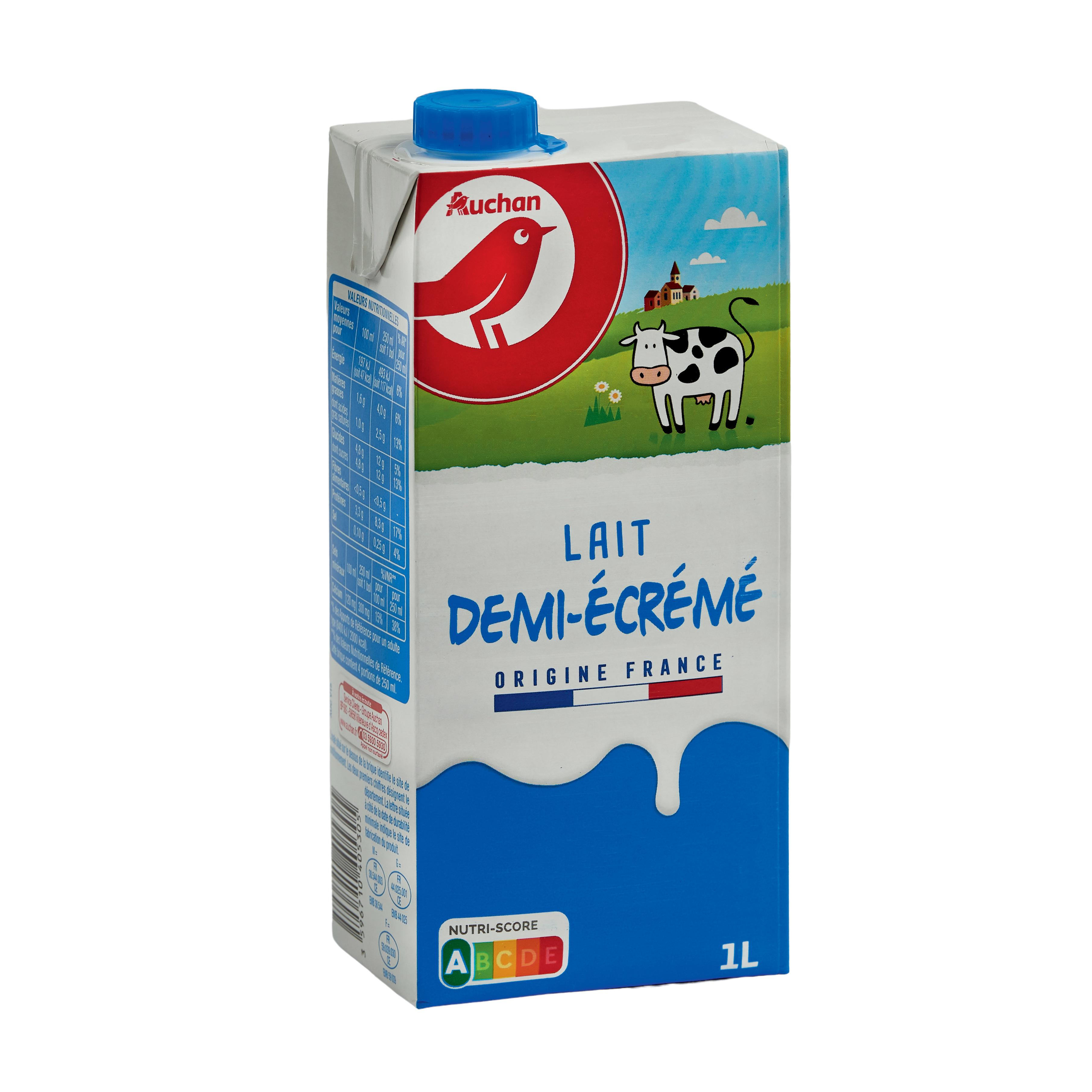 Voir la diapositive 2 : AUCHAN Lait demi-écrémé UHT 1L