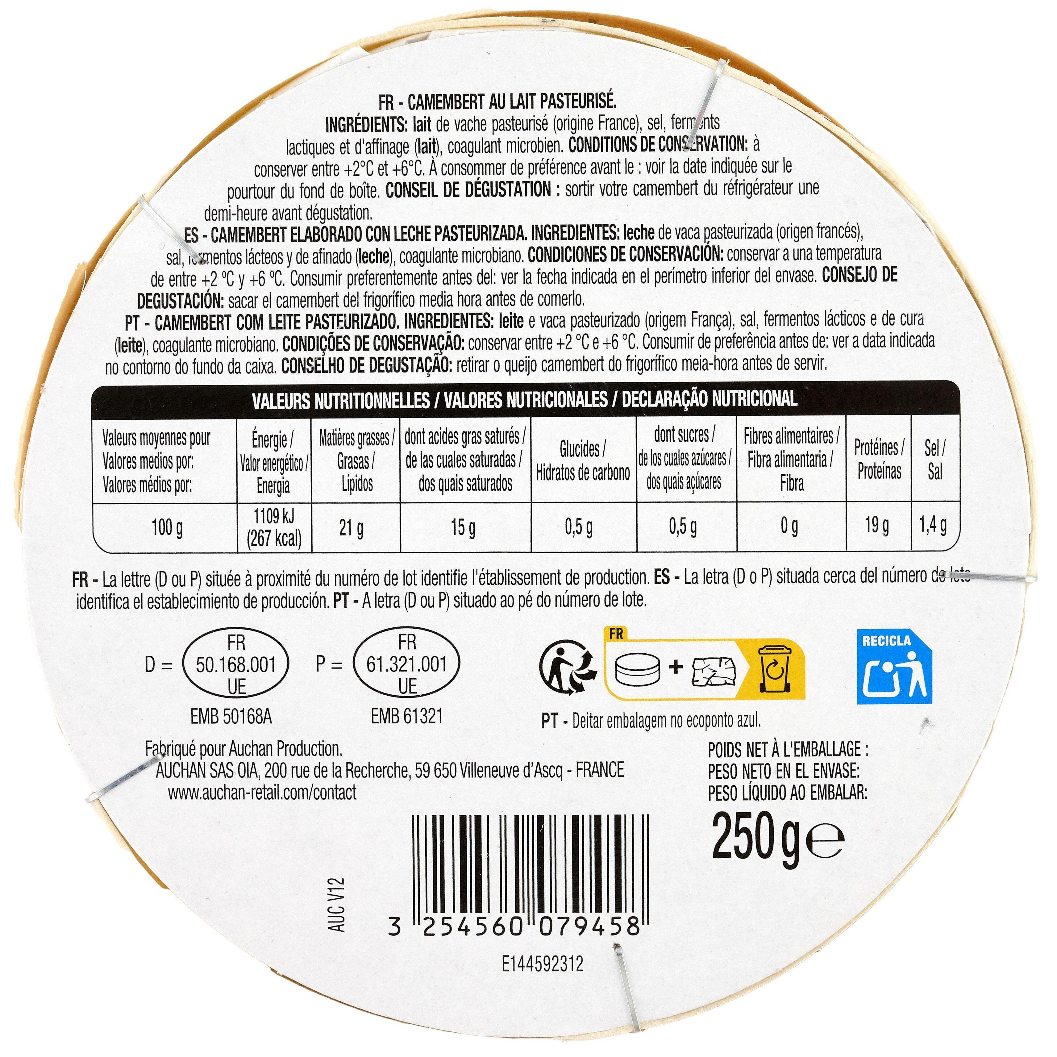 Voir la diapositive 2 : AUCHAN Camembert 250g