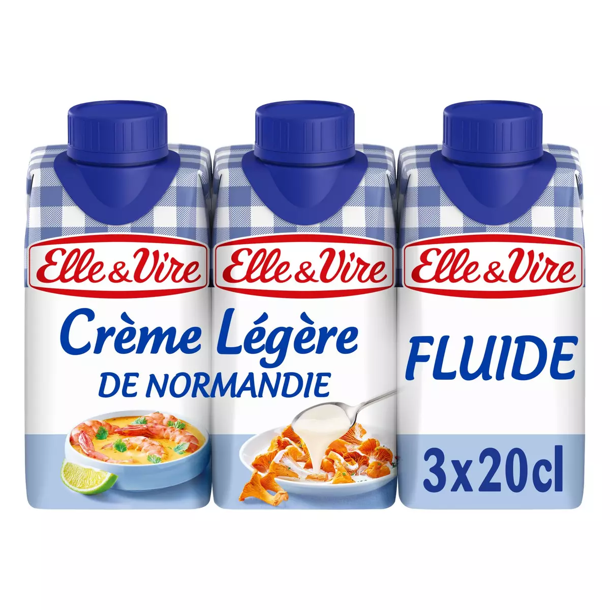 ELLE & VIRE Crème légère fluide de Normandie 12%MG 3x20cl